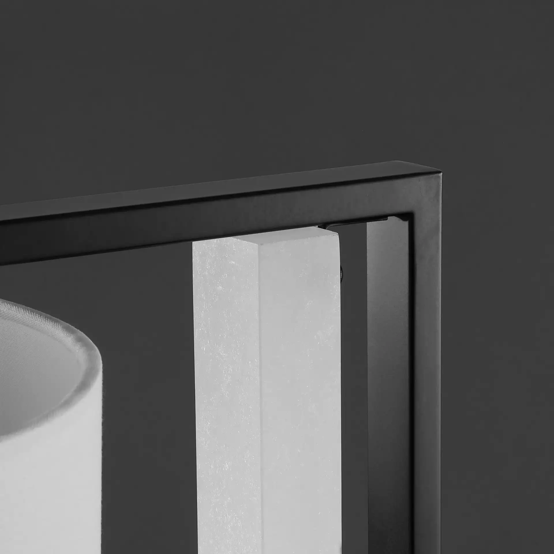 Katryna Alabaster Table Lamp in Black / White in a styled room