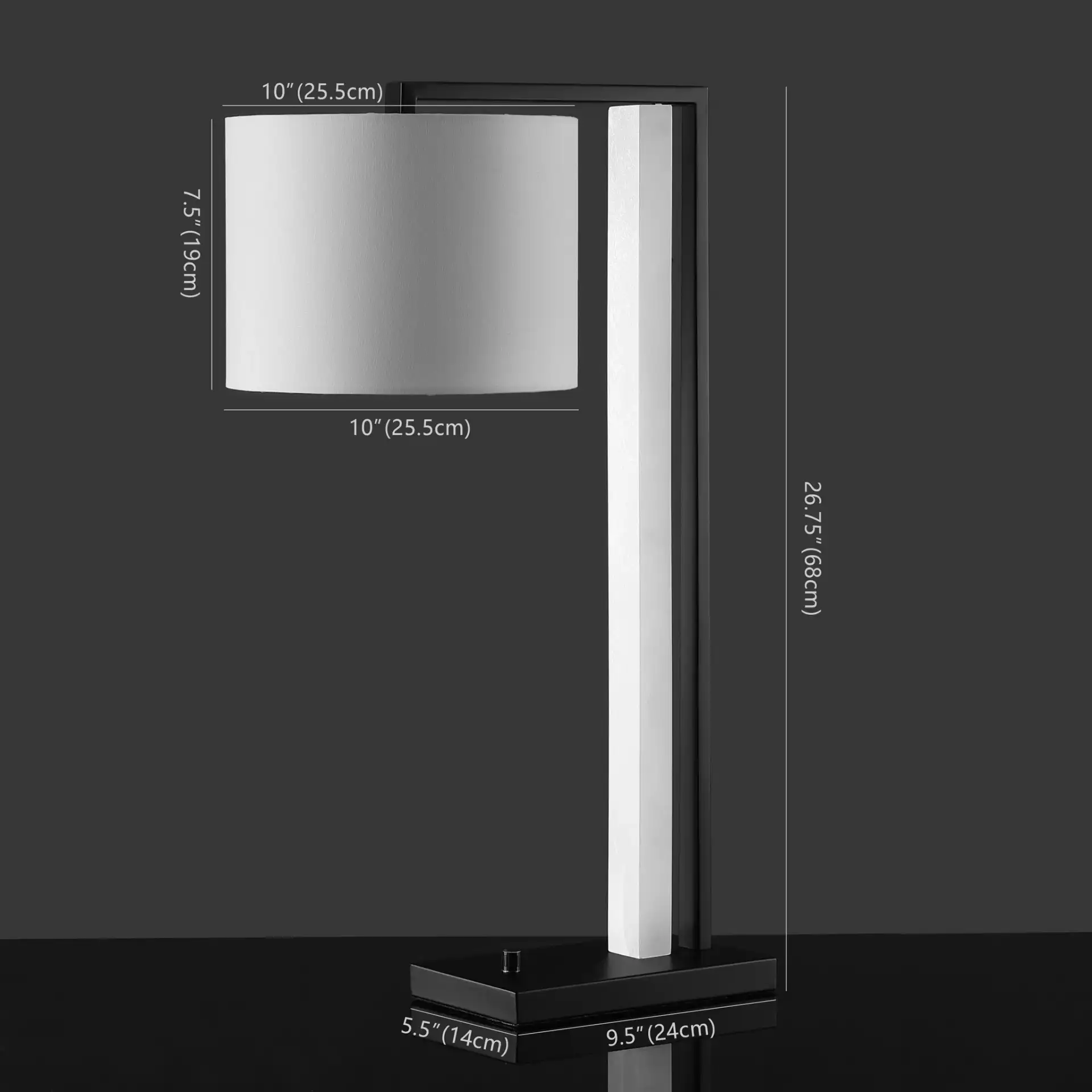 Katryna Alabaster Table Lamp in Black / White, detail view