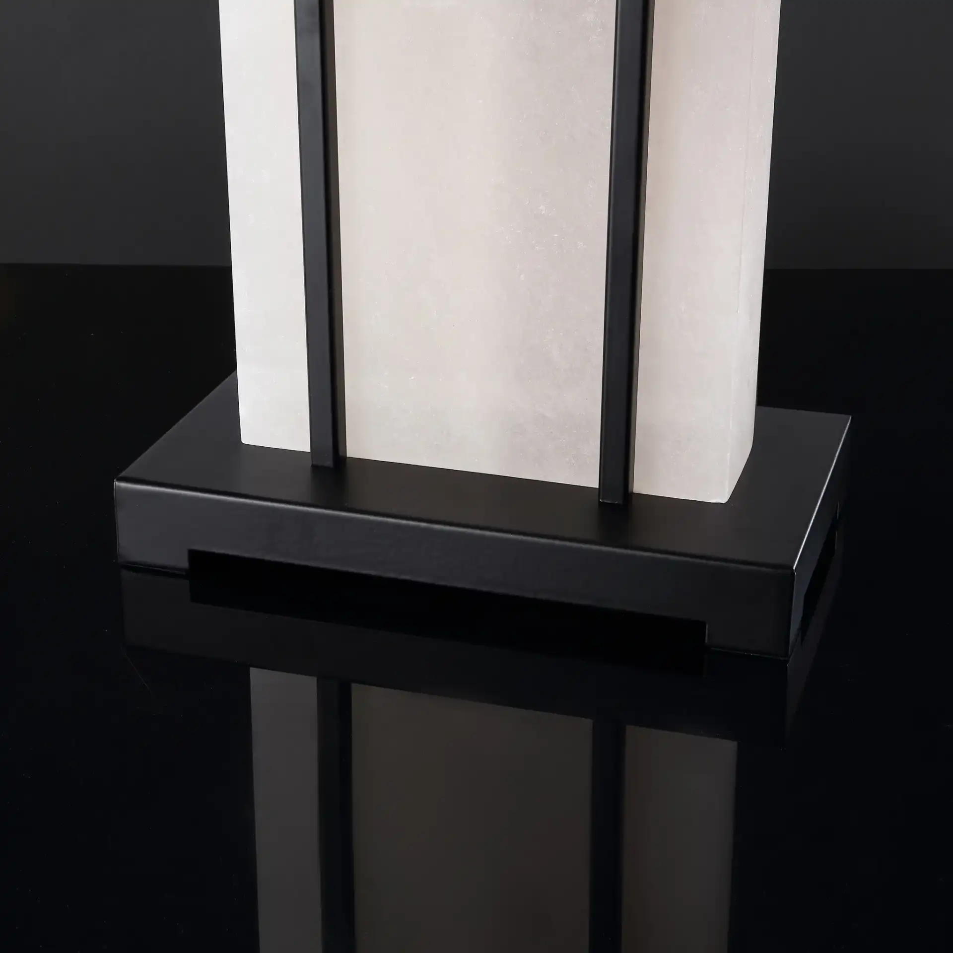Fantasia Alabaster Table Lamp in Black / White in a styled room