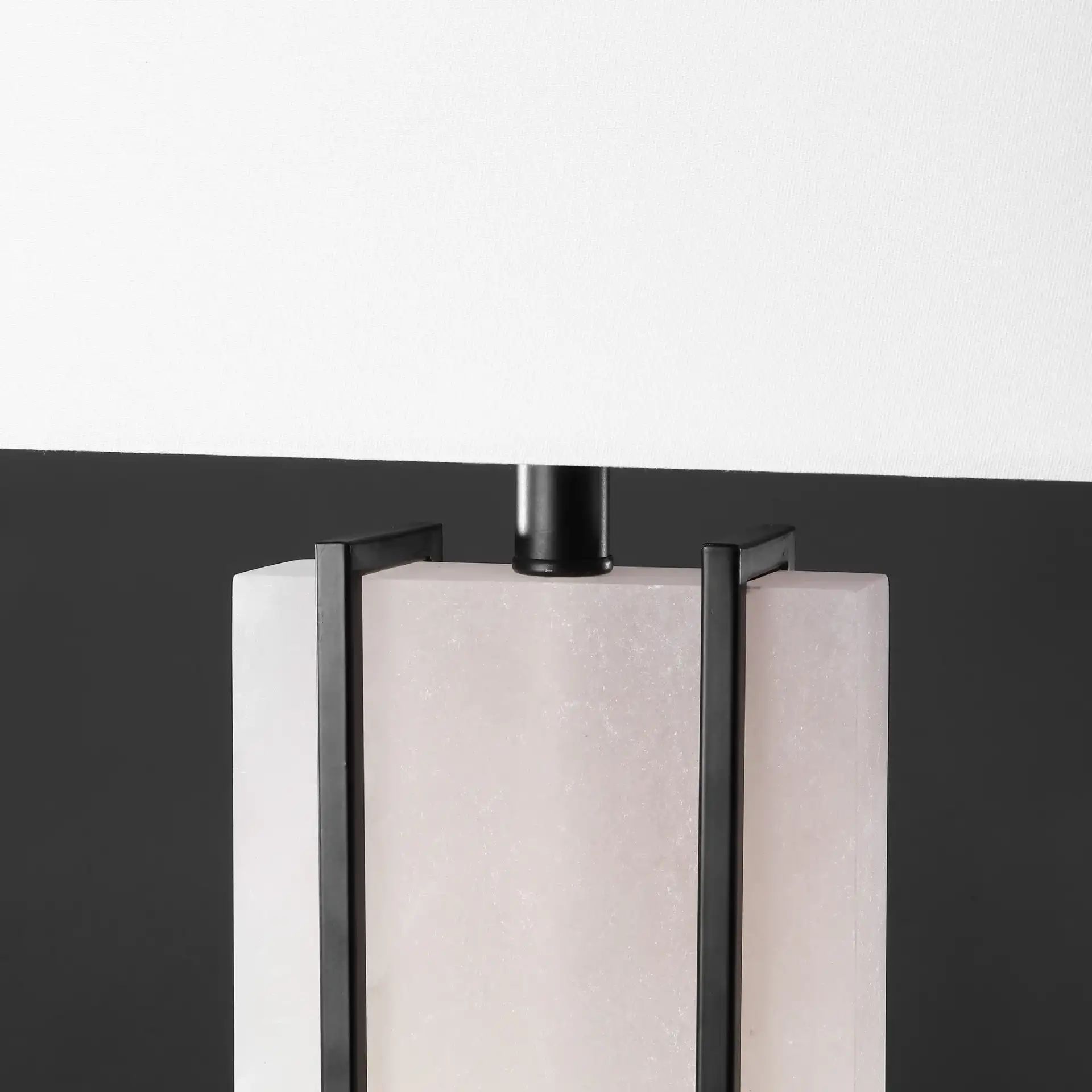 Fantasia Alabaster Table Lamp in Black / White in a styled room