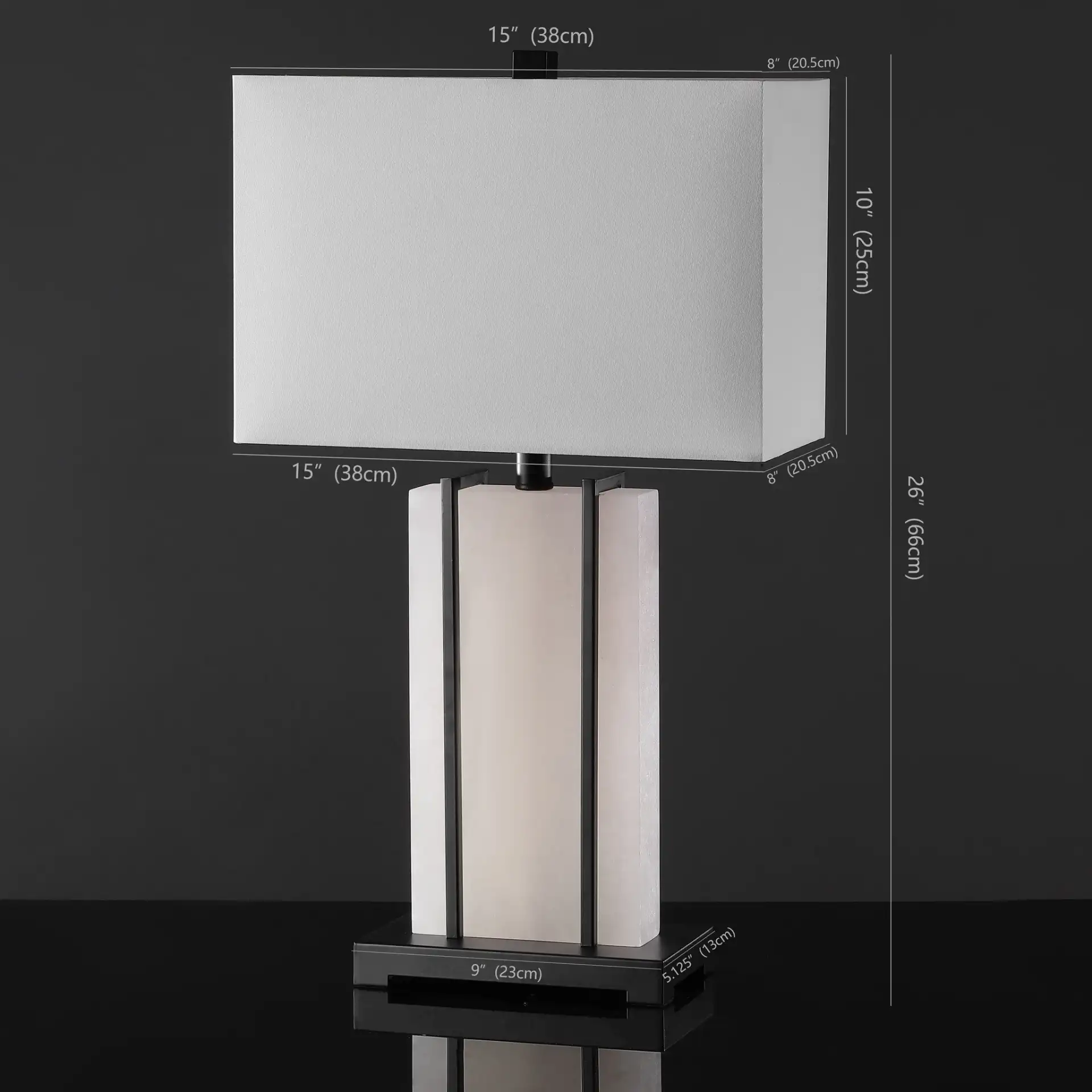 Fantasia Alabaster Table Lamp in Black / White, detail view