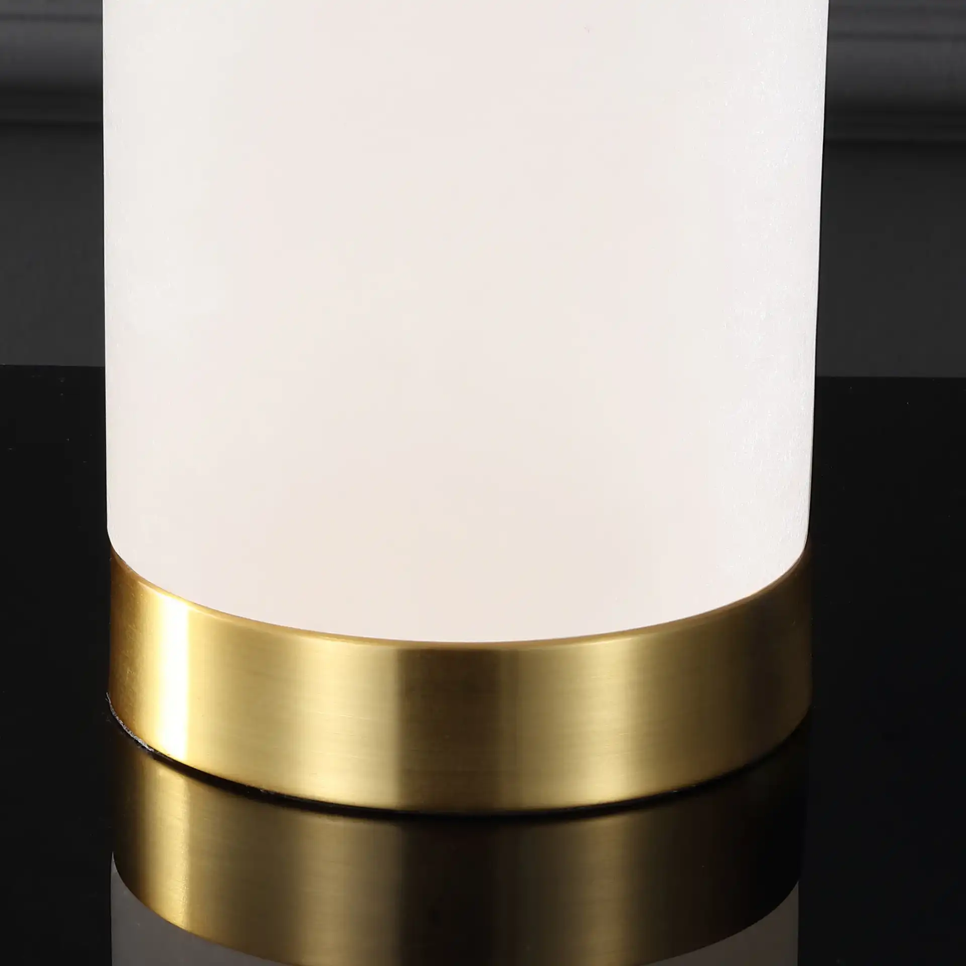 Izabel Alabaster Table Lamp in Gold / White in a styled room