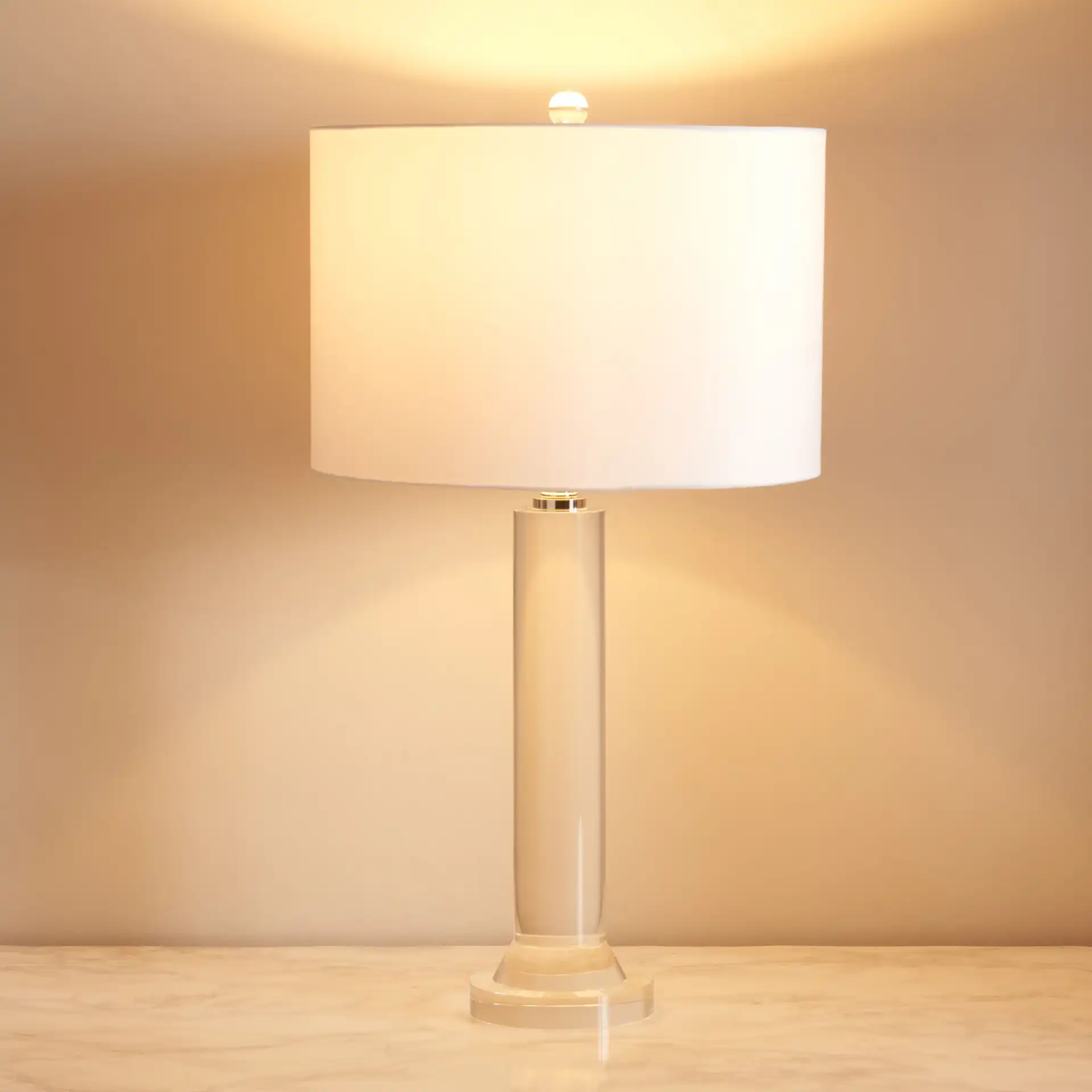 Saravia Crystal Table Lamp in Nickel / White in a styled room