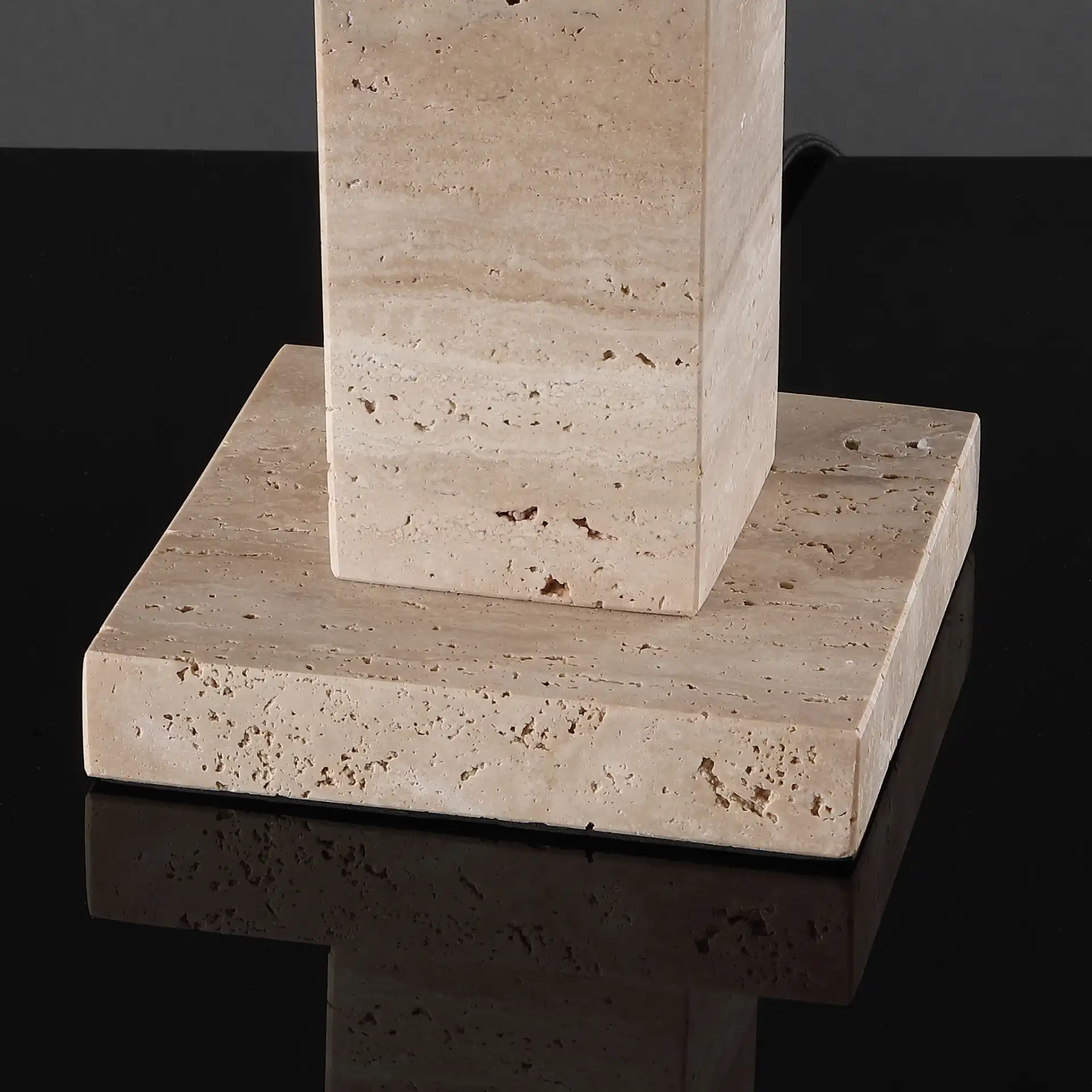 Hannabeth Travertine Table Lamp in Travertine / Black in a styled room