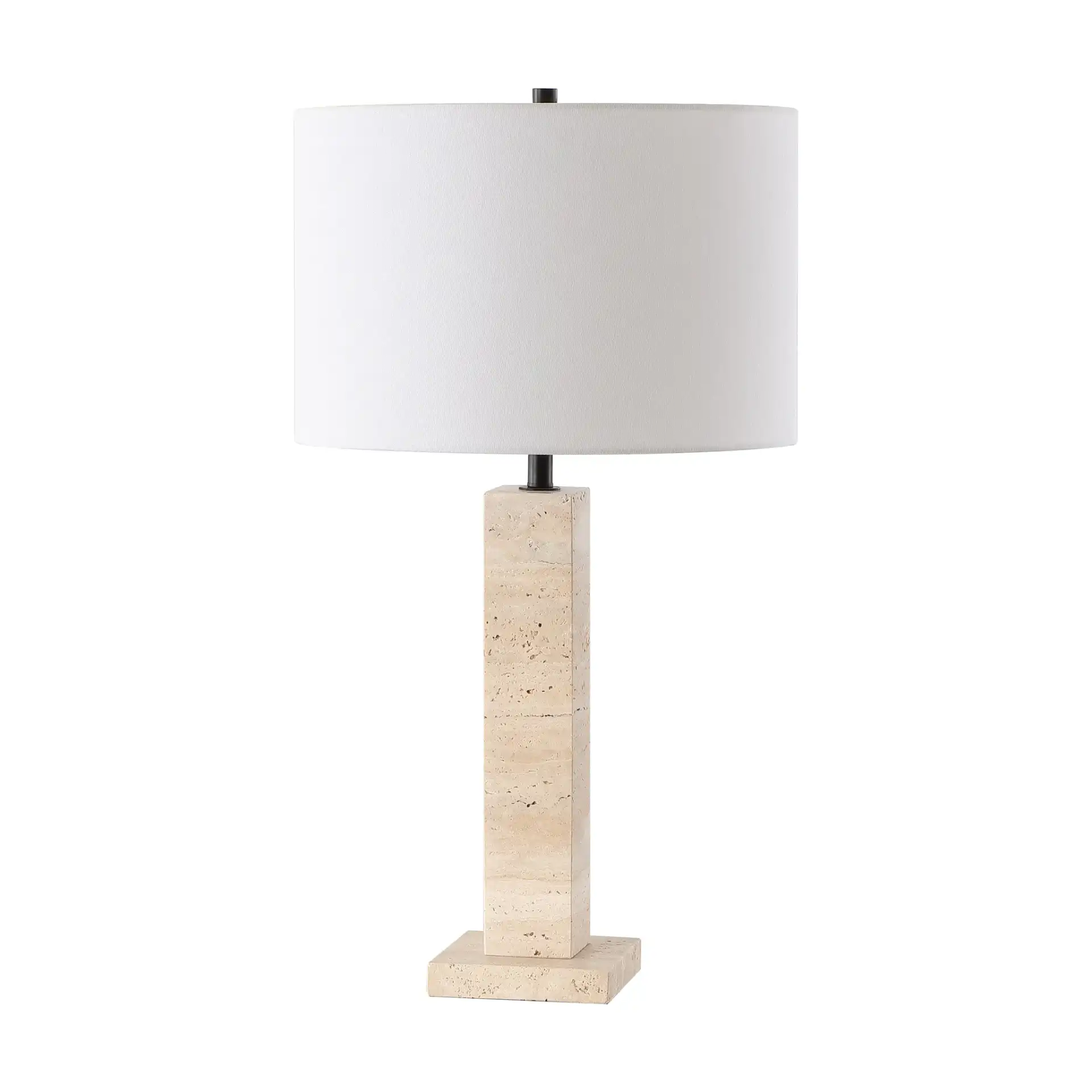 Hannabeth Travertine Table Lamp in Travertine / Black, detail view
