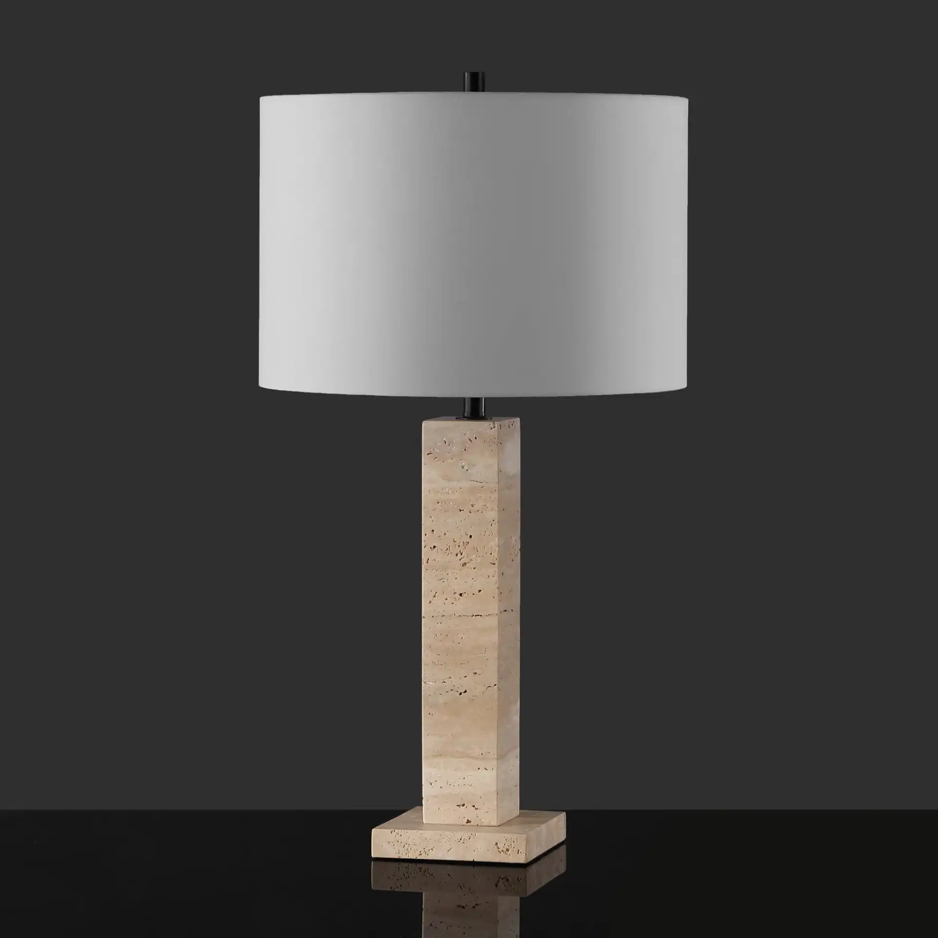 Hannabeth Travertine Table Lamp in Travertine / Black, detail view