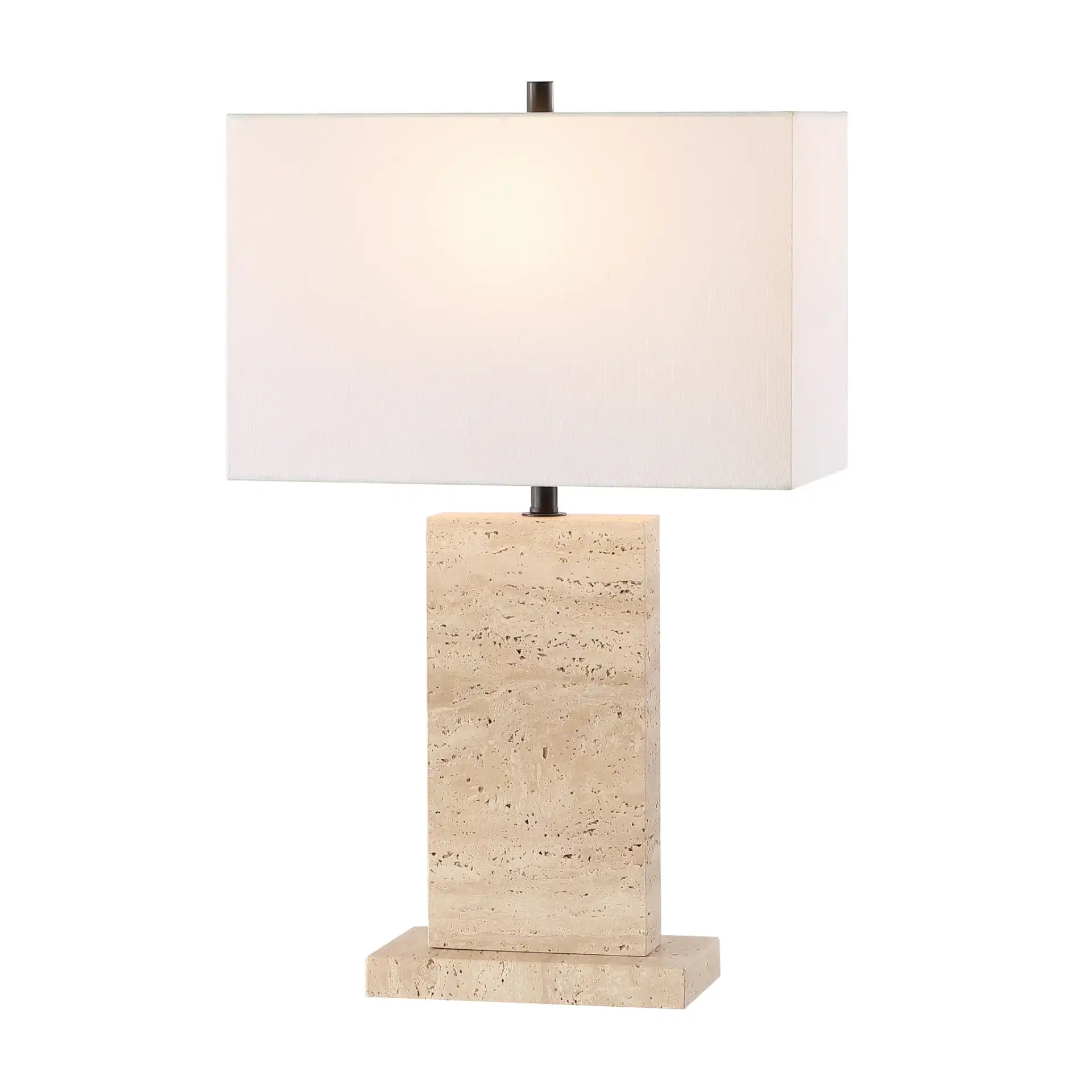 Jennabriana Travertine Table Lamp in Travertine / Black