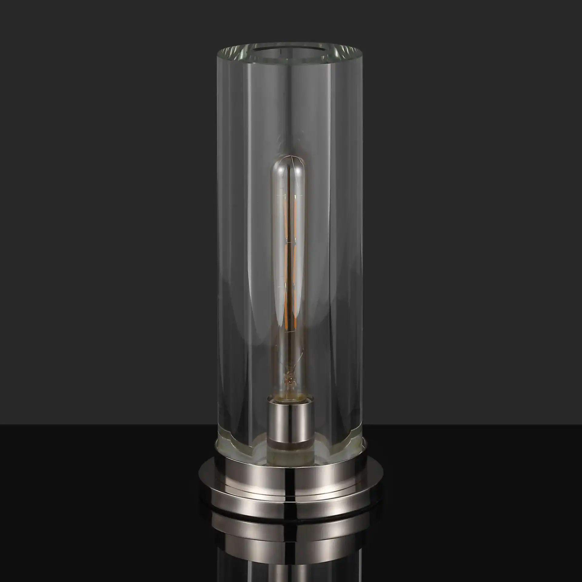 Dellanora Tube Table Lamp in Silver / Clear, detail view