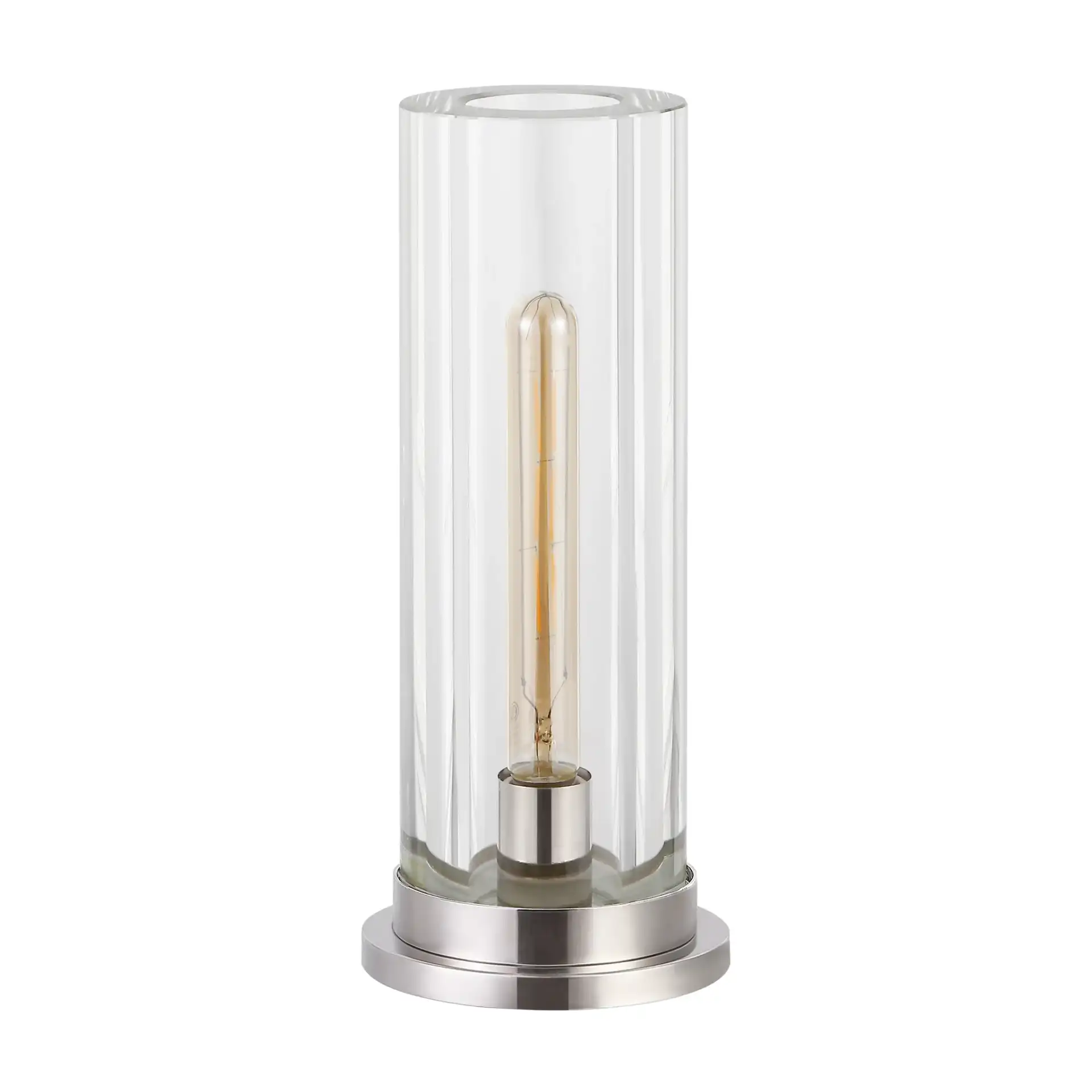 Dellanora Tube Table Lamp in Silver / Clear, detail view