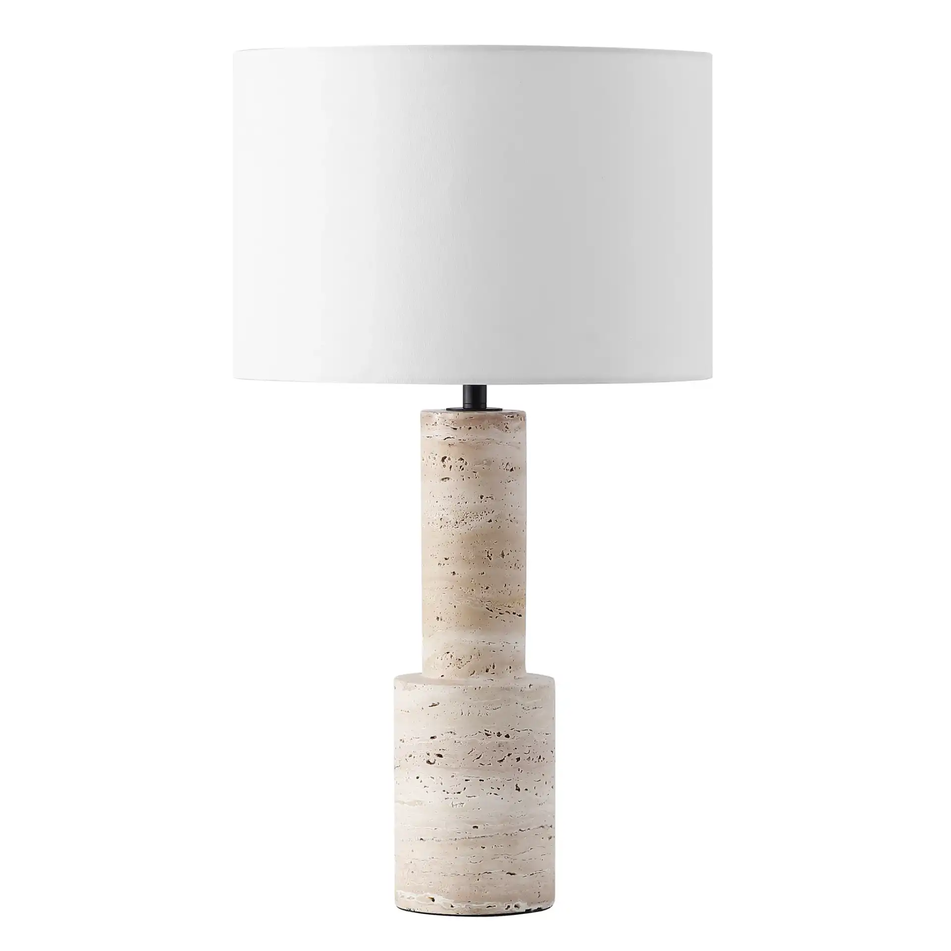 Tywin Travertine Table Lamp in Travertine / White, detail view