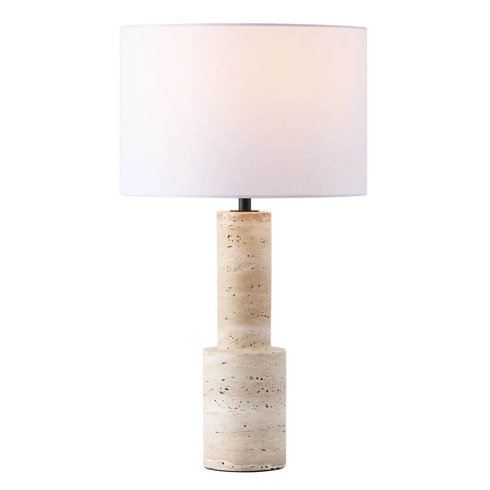 Tywin Travertine Table Lamp in Travertine / White