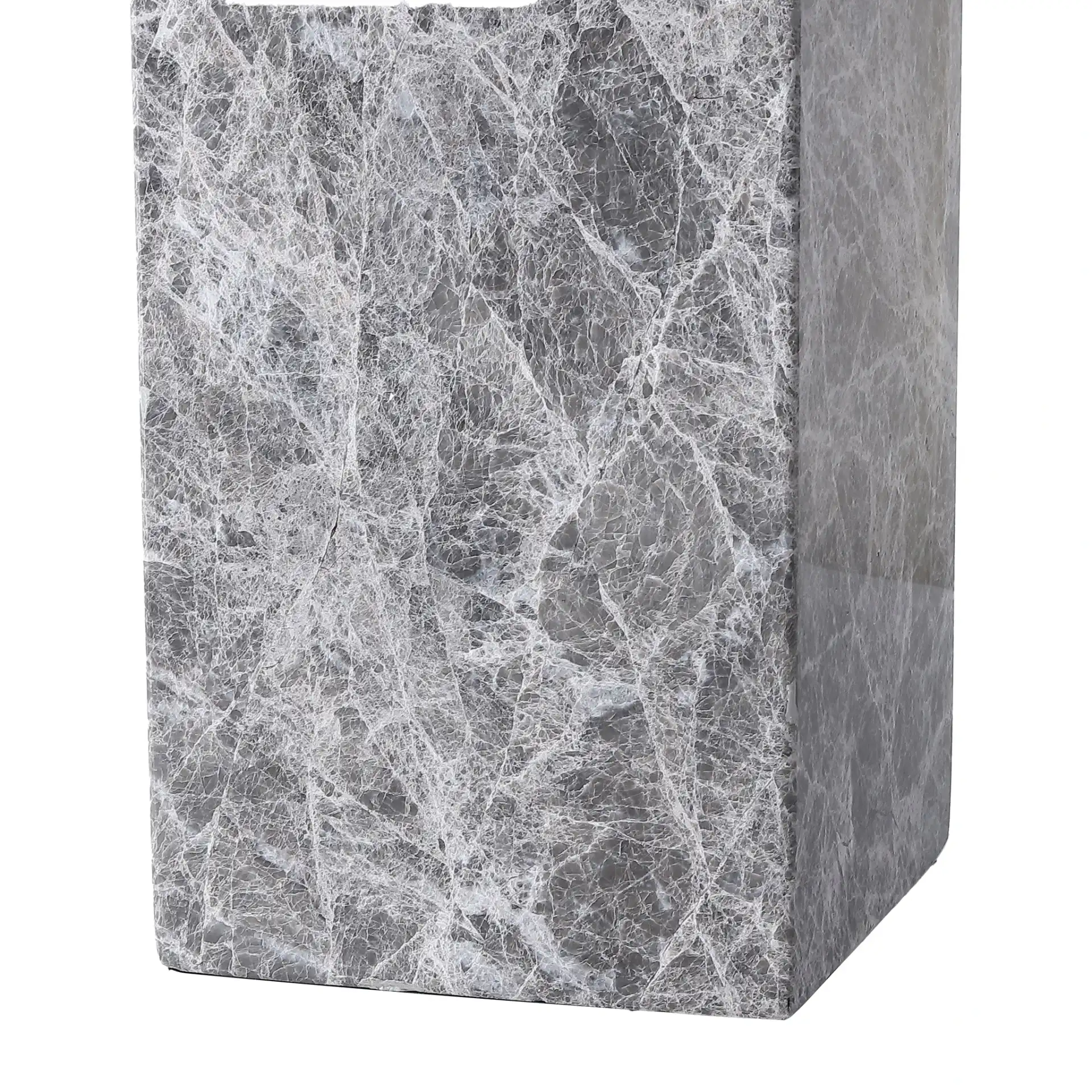 Poloma Square Marble Table Lamp in Gray / White in a styled room
