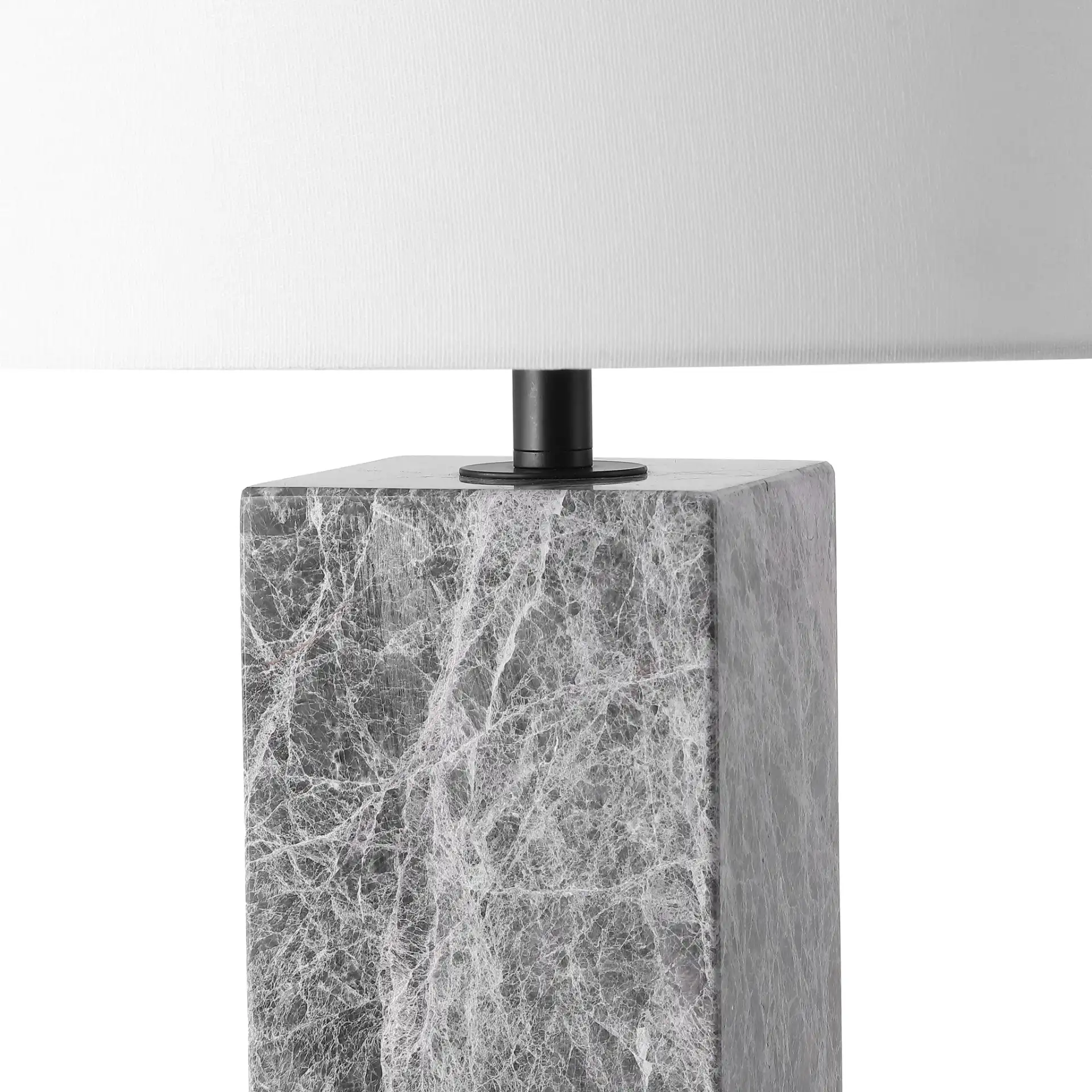 Poloma Square Marble Table Lamp in Gray / White in a styled room