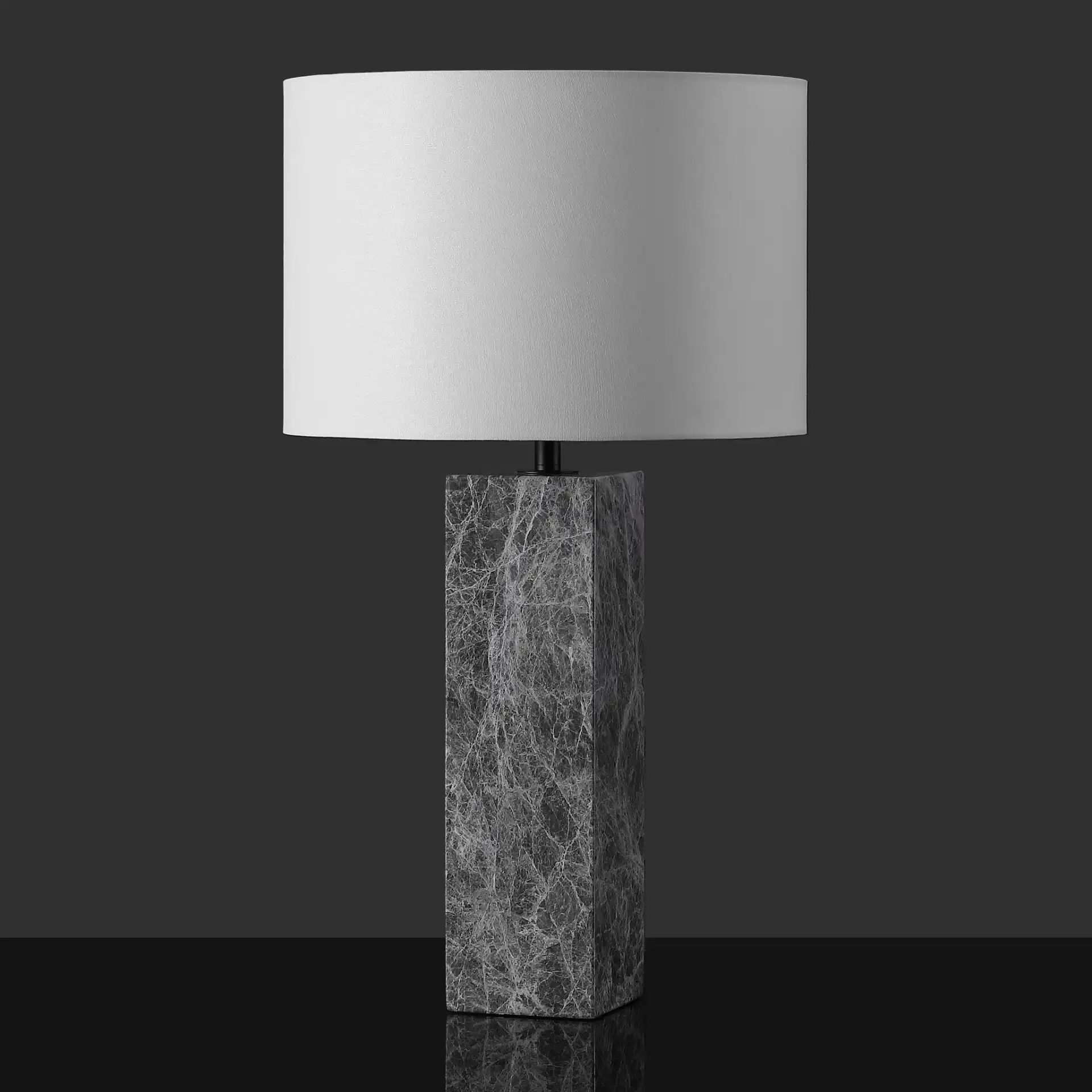 Poloma Square Marble Table Lamp in Gray / White, detail view