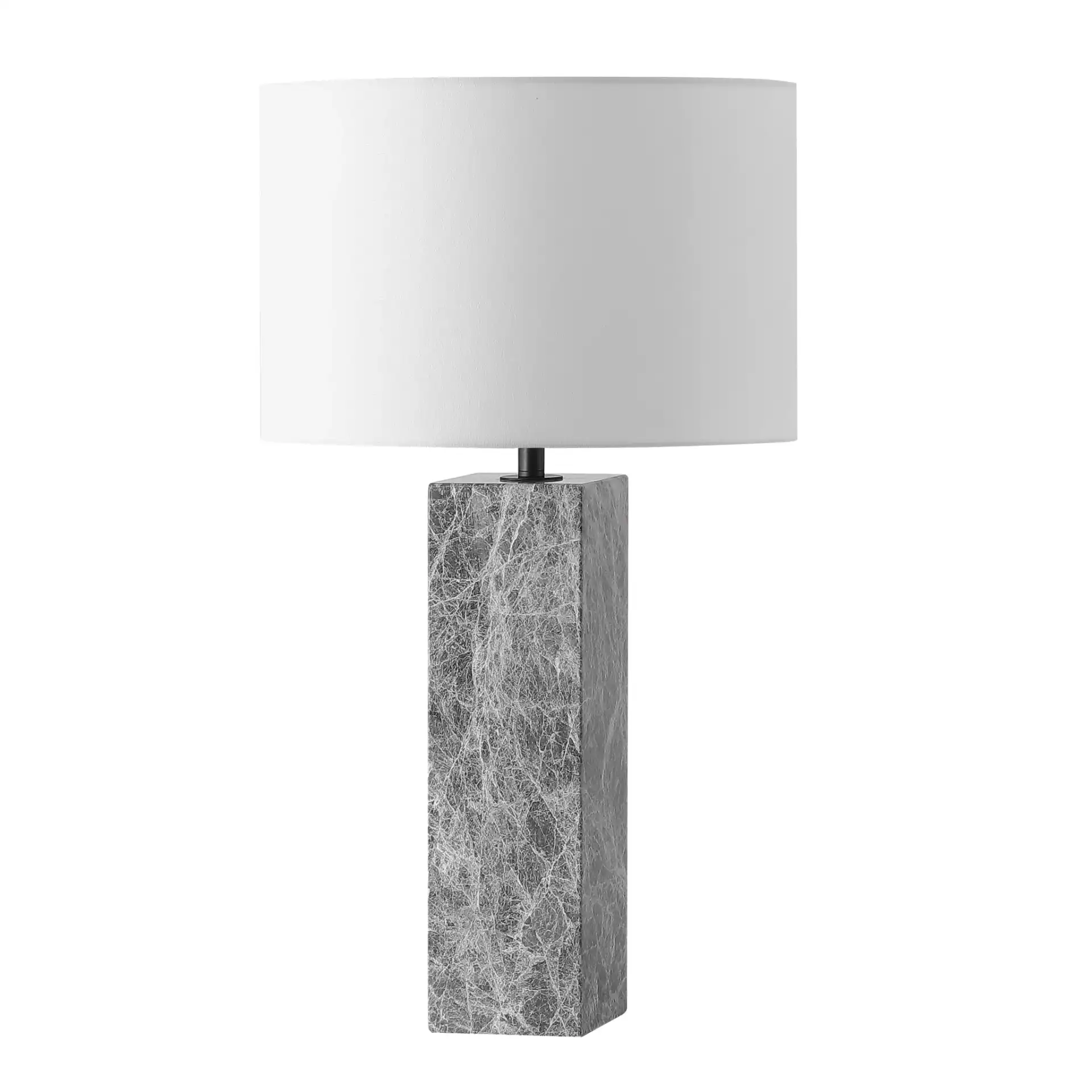 Poloma Square Marble Table Lamp in Gray / White, detail view