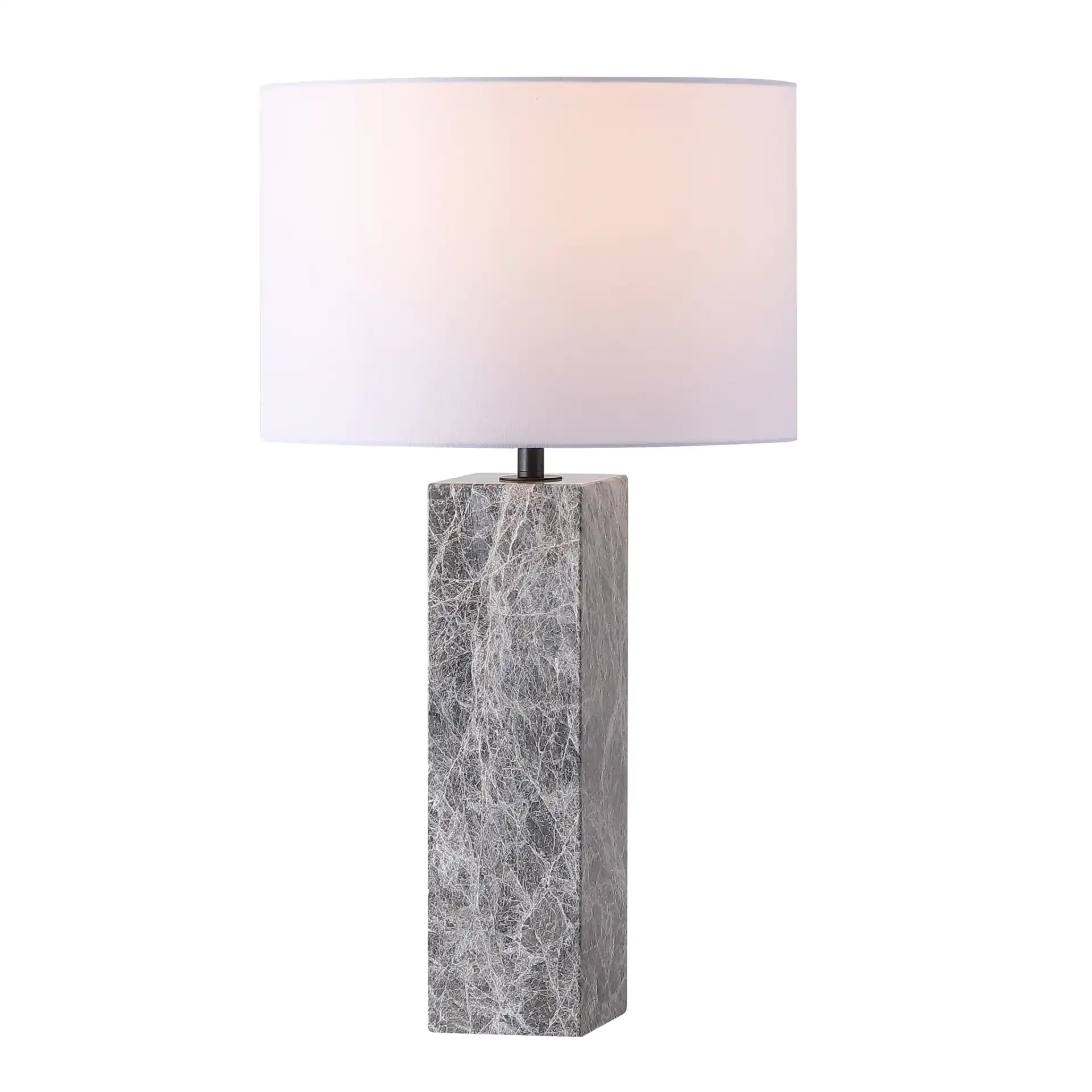 Poloma Square Marble Table Lamp in Gray / White