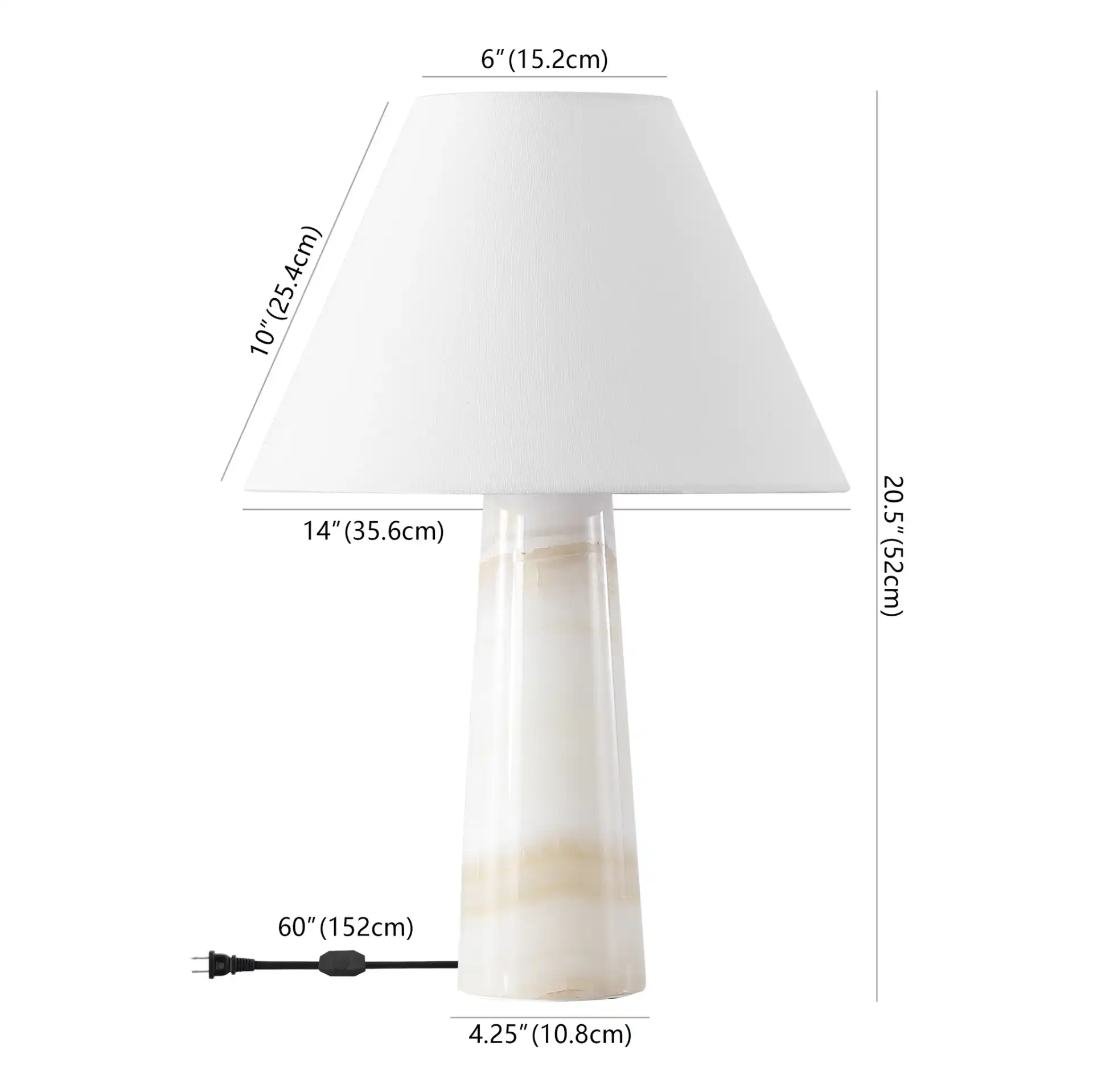 Jennarose Jade Stone Table Lamp in Off-White / White, detail view