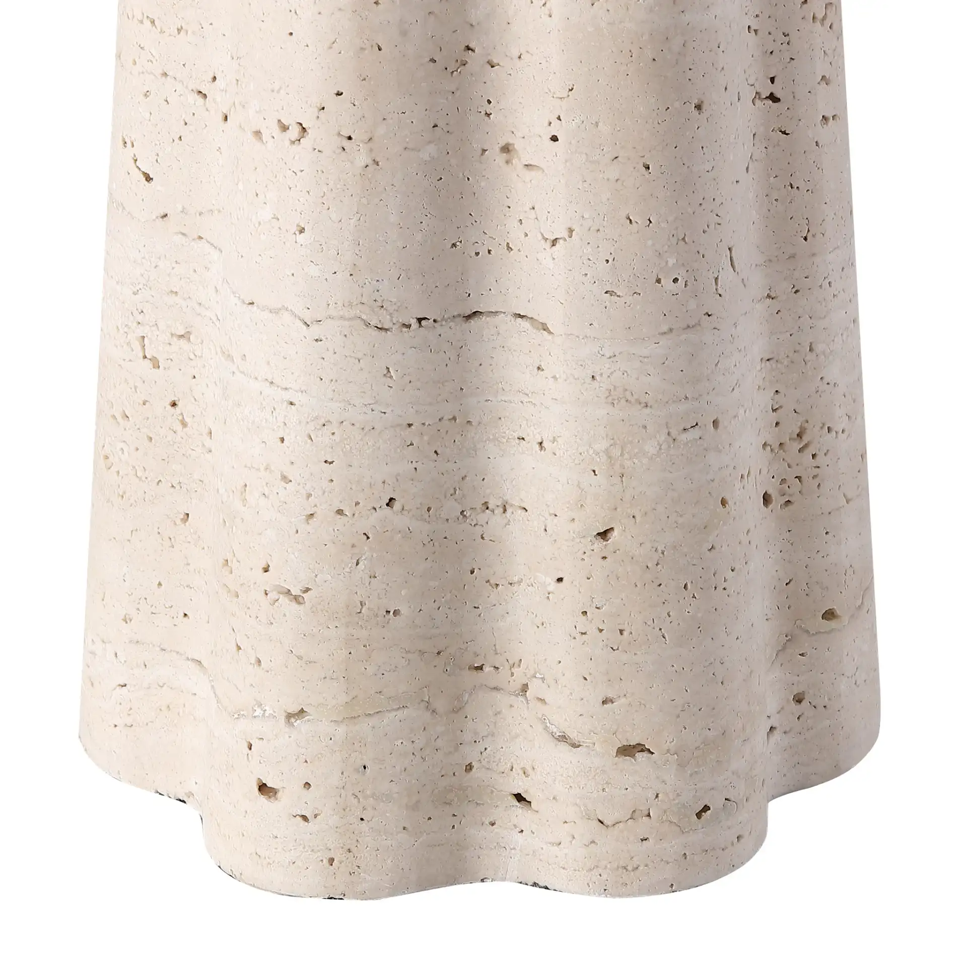 Naveen Travertine Table Lamp in Travertine / White in a styled room