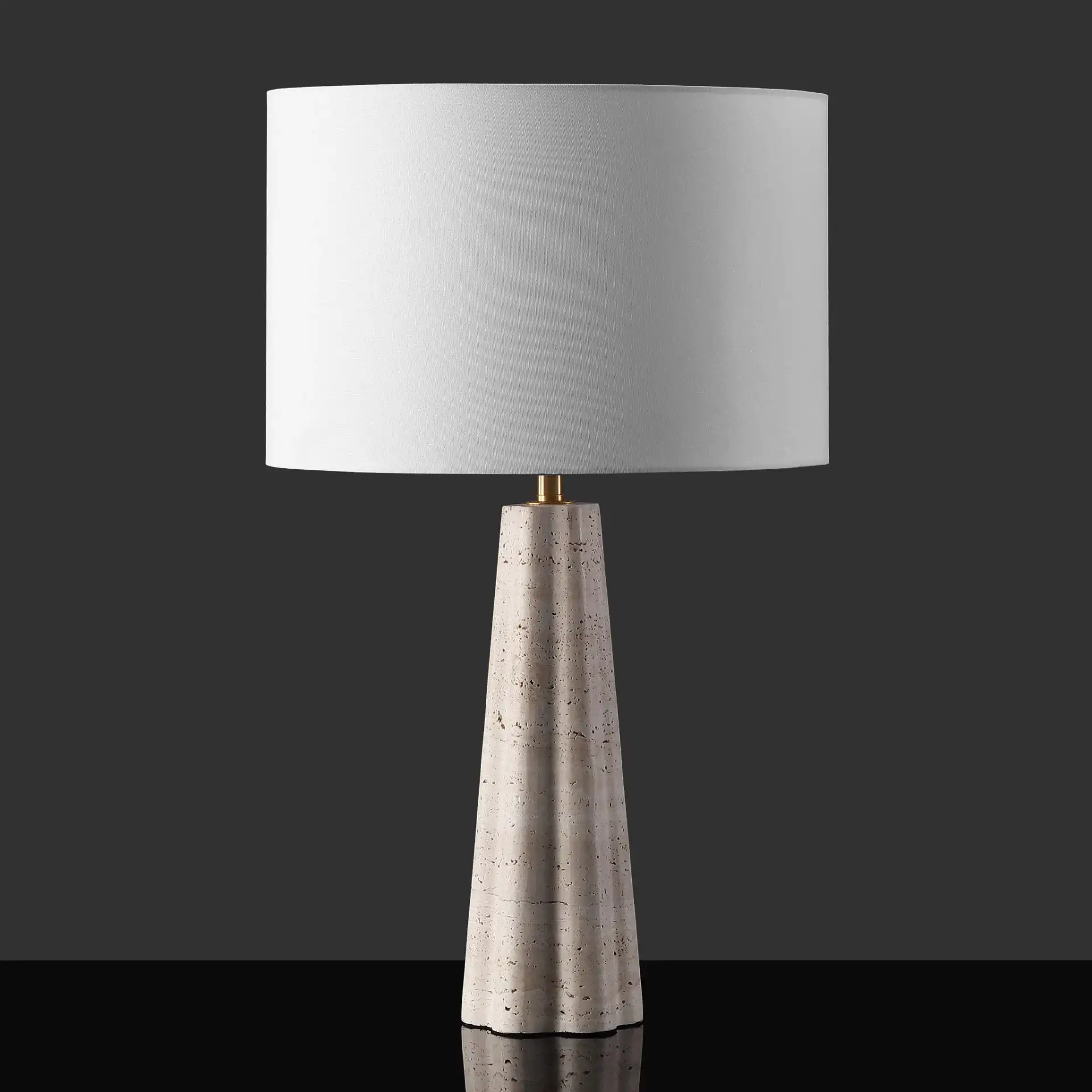 Naveen Travertine Table Lamp in Travertine / White, detail view