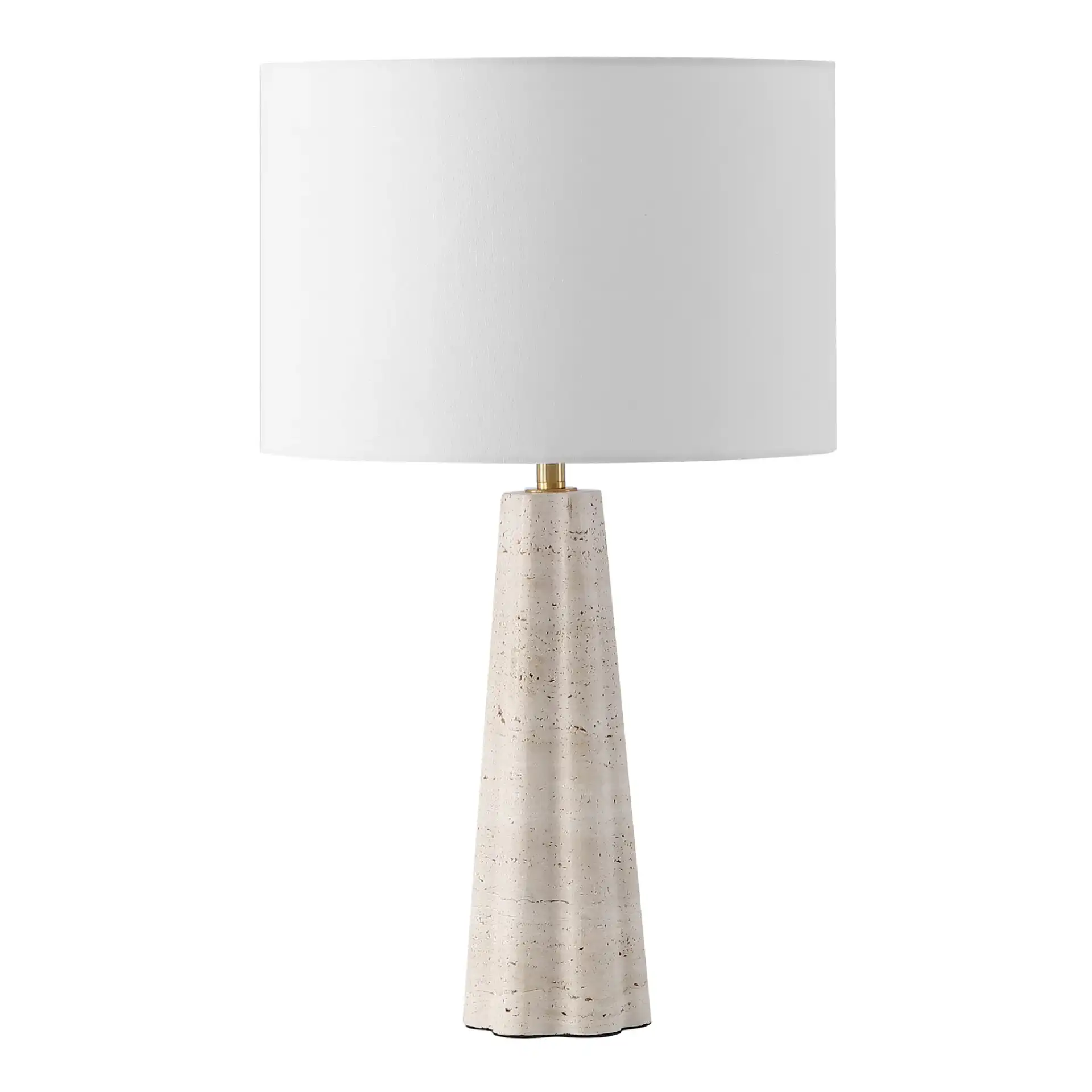 Naveen Travertine Table Lamp in Travertine / White, detail view