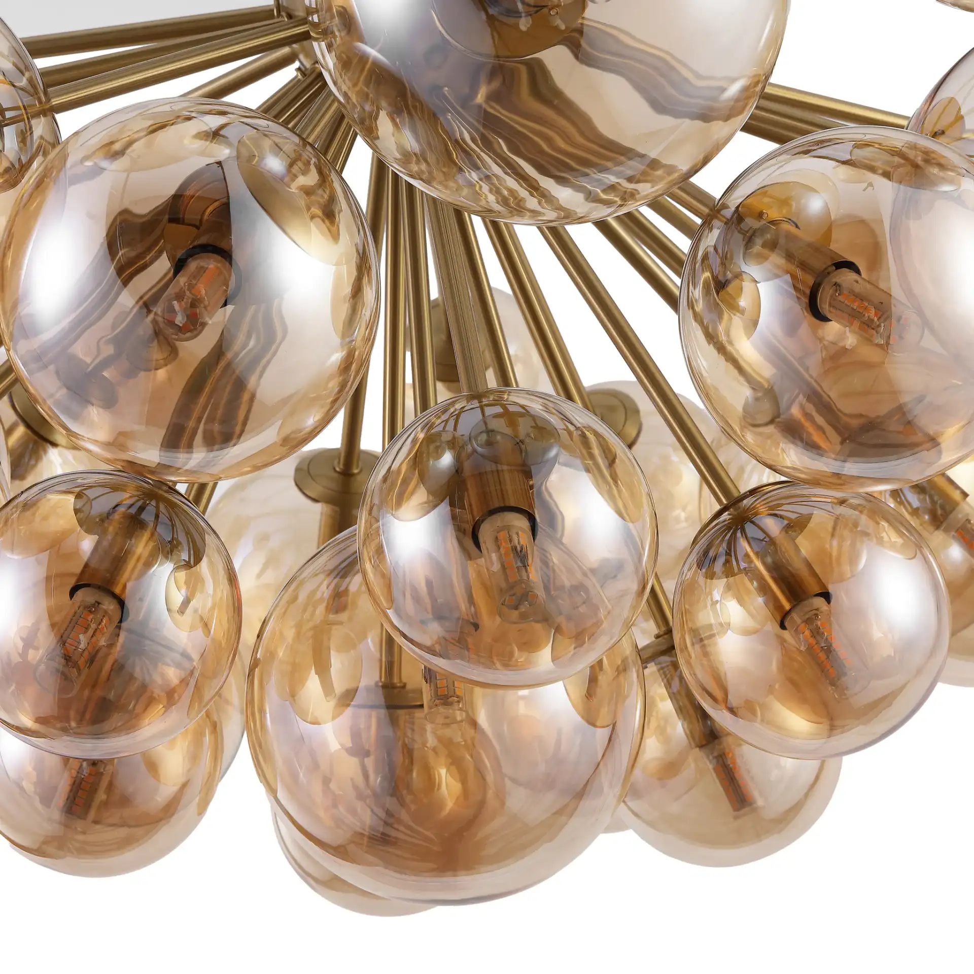 Raphaela Glass Globe Chandelier in Gold / White in a styled room