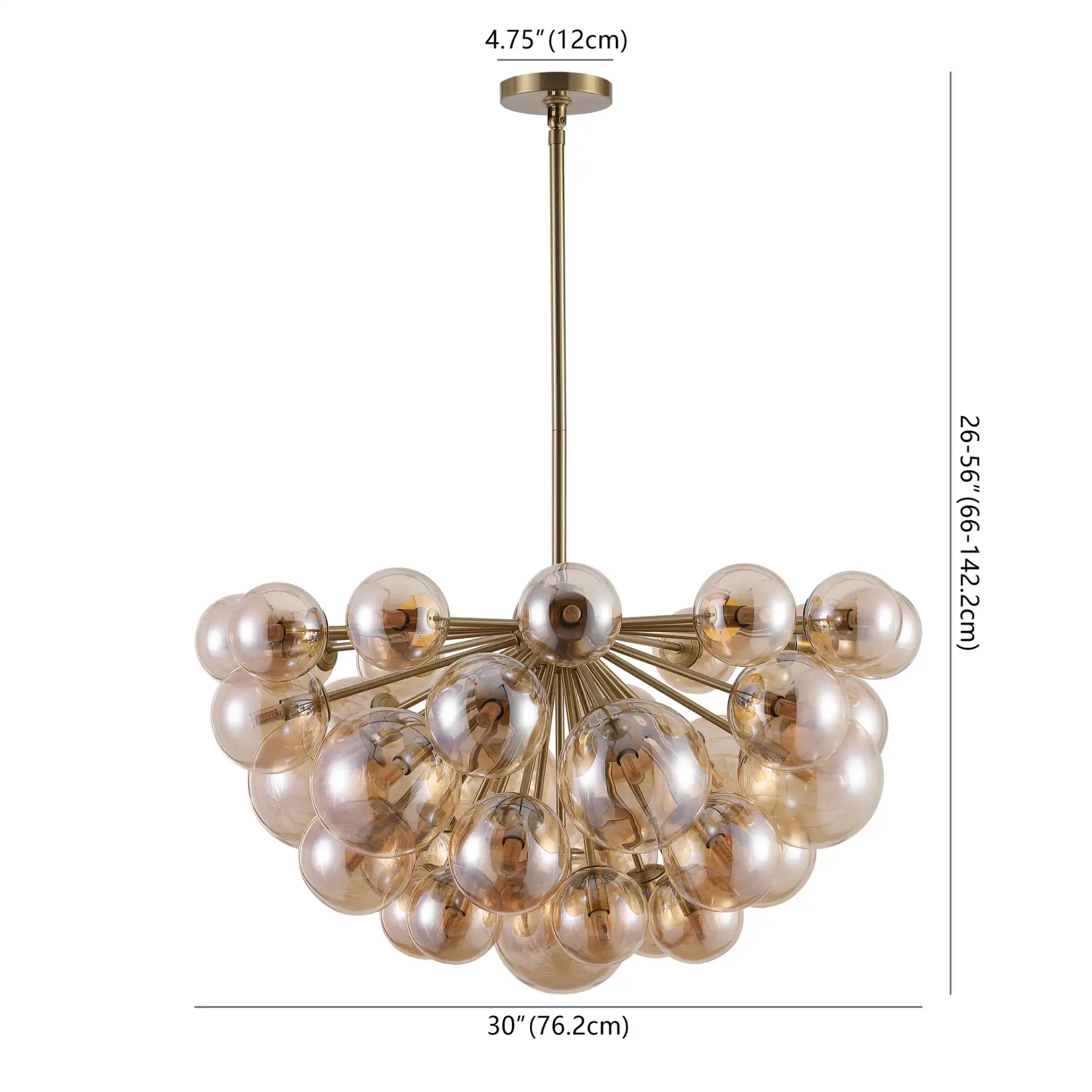 Raphaela Glass Globe Chandelier in Gold / White, detail view