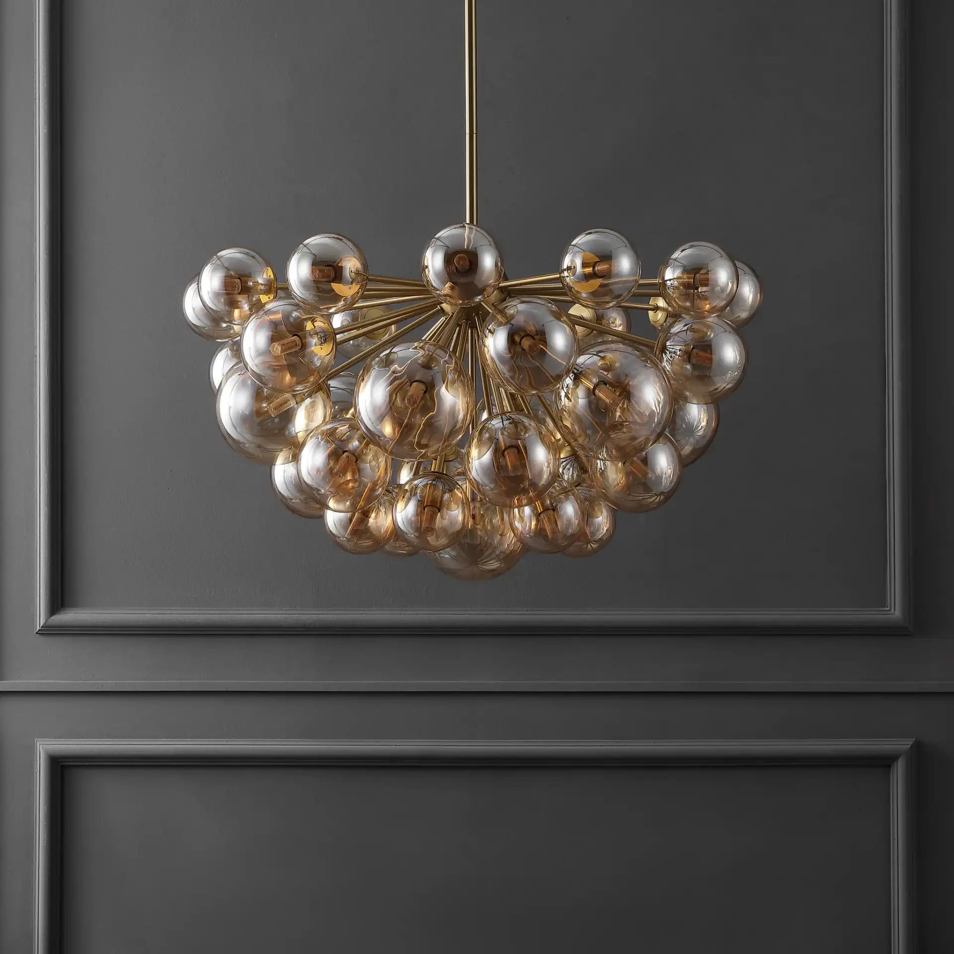 Raphaela Glass Globe Chandelier in Gold / White, detail view