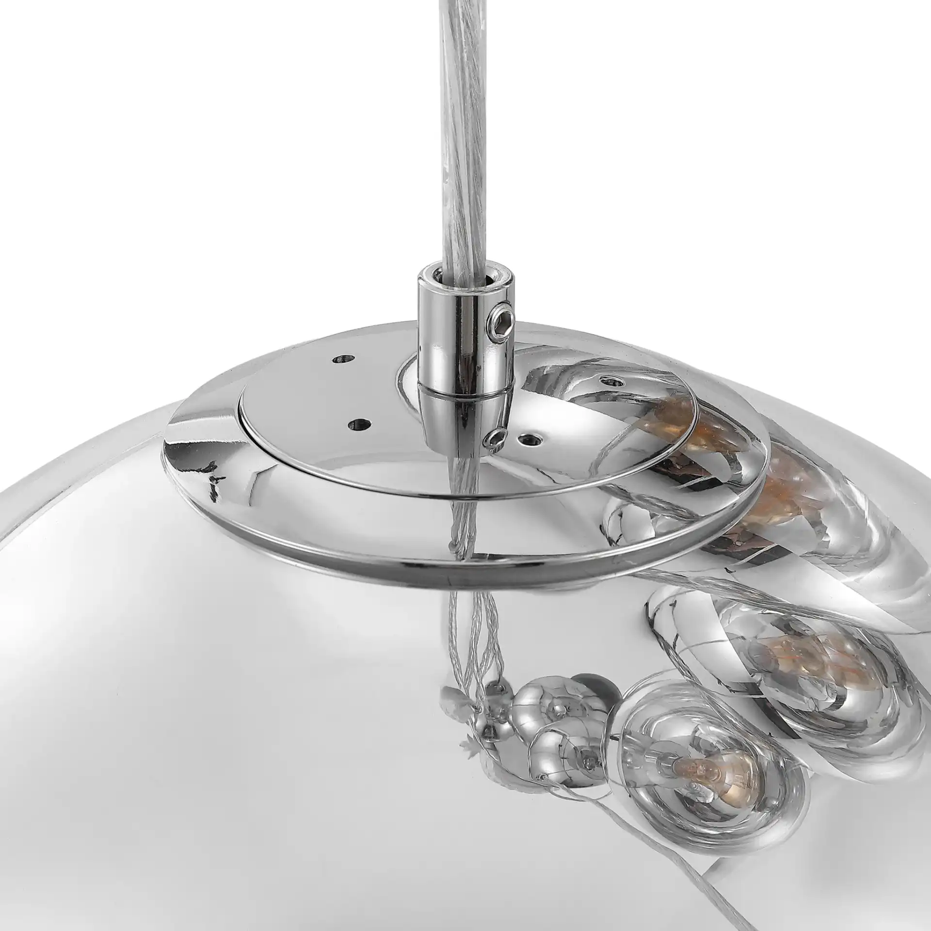 Skylina Metal Five-Light Chandelier in Chrome in a styled room