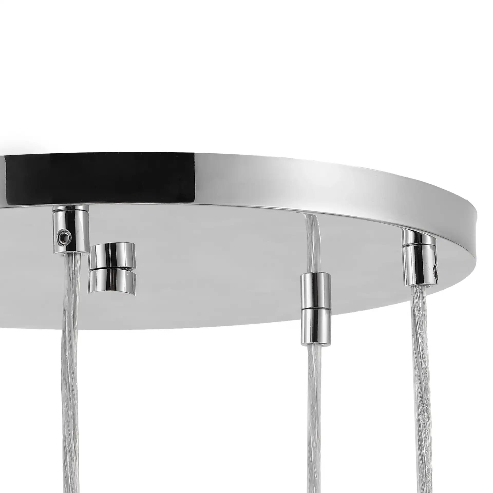 Skylina Metal Five-Light Chandelier in Chrome in a styled room