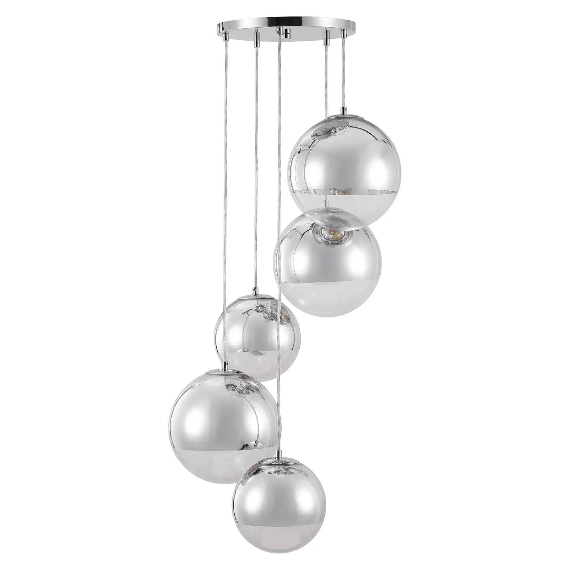 Skylina Metal Five-Light Chandelier in Chrome, detail view