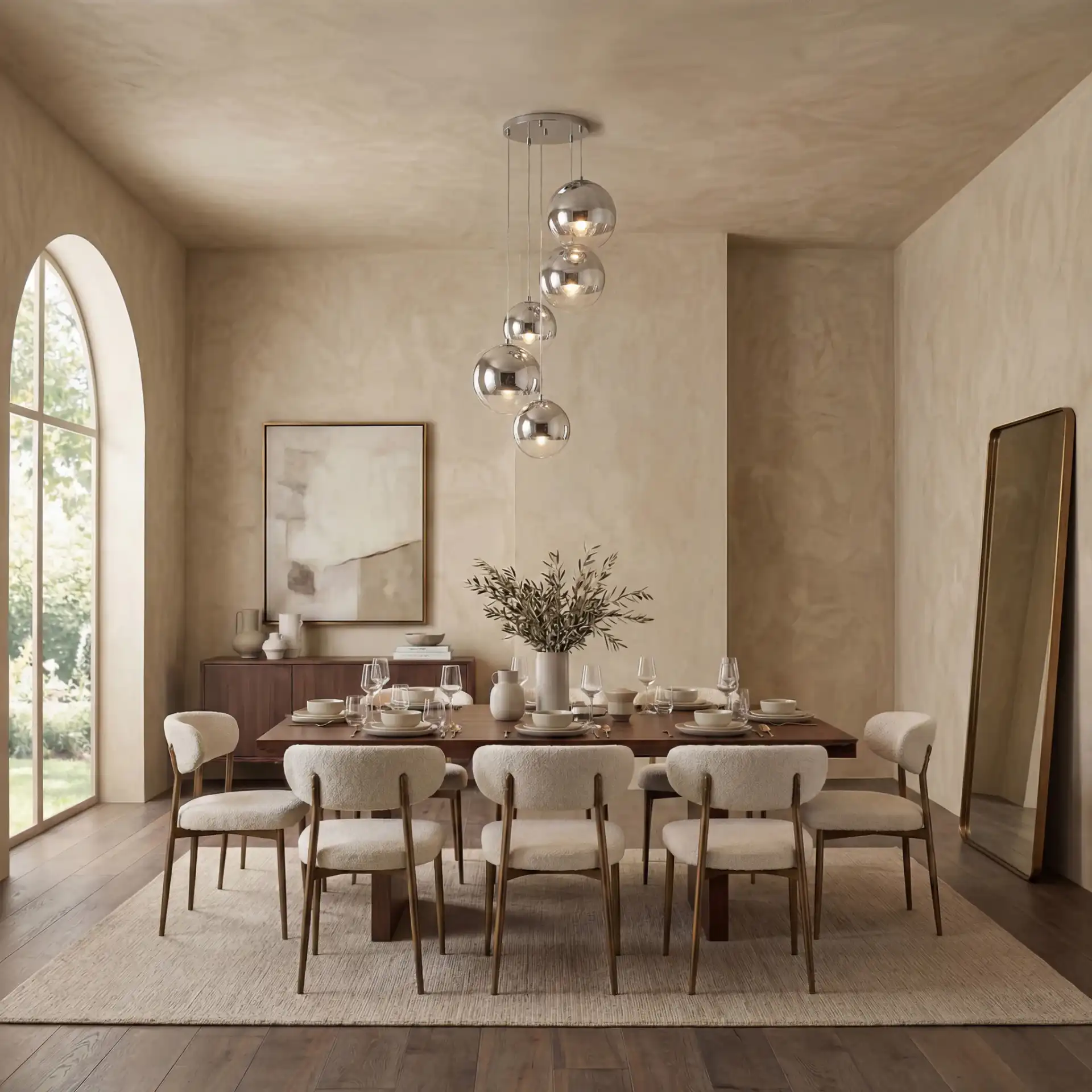Skylina Metal Five-Light Chandelier in Chrome in a styled room