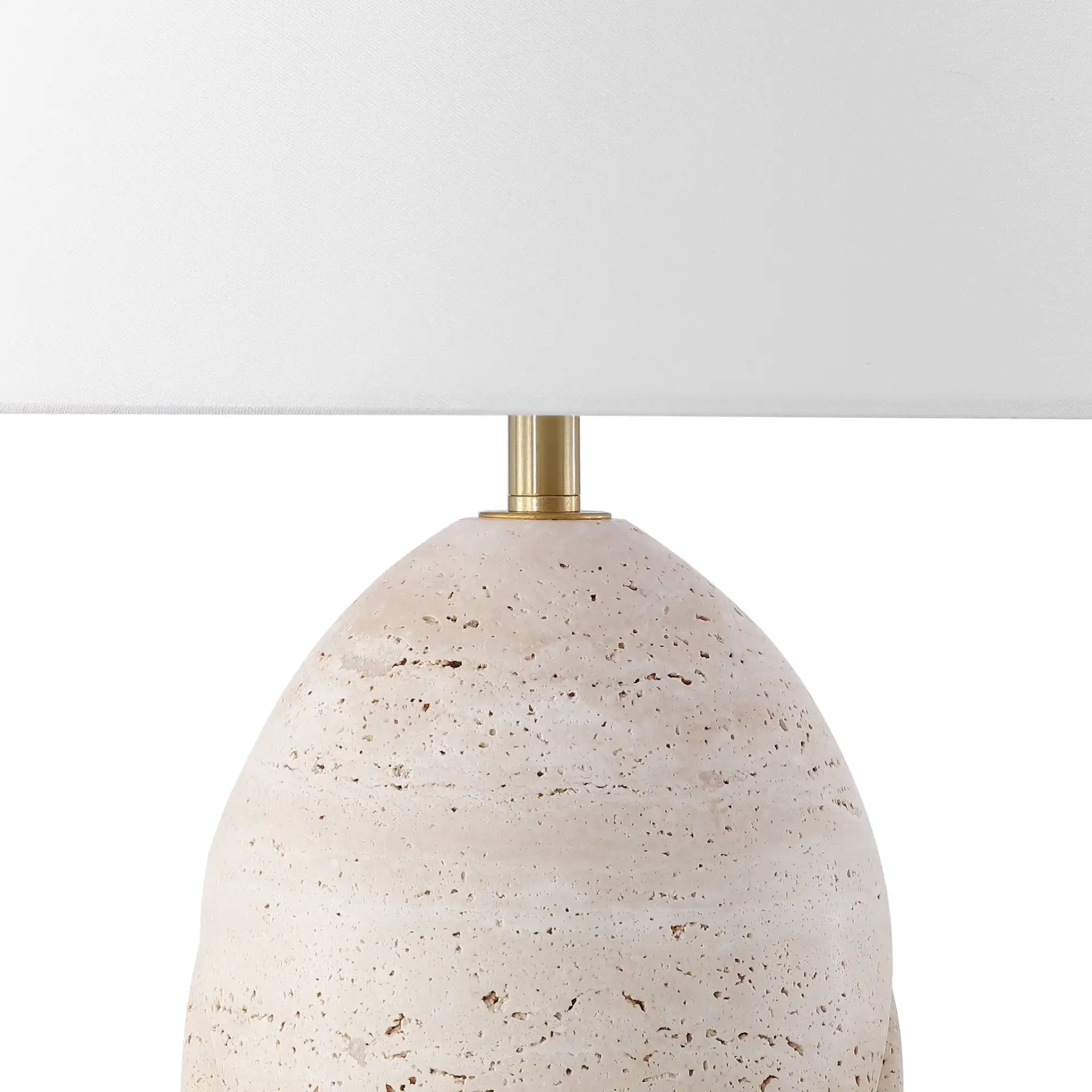 Janette Travertine Table Lamp in Travertine / White in a styled room