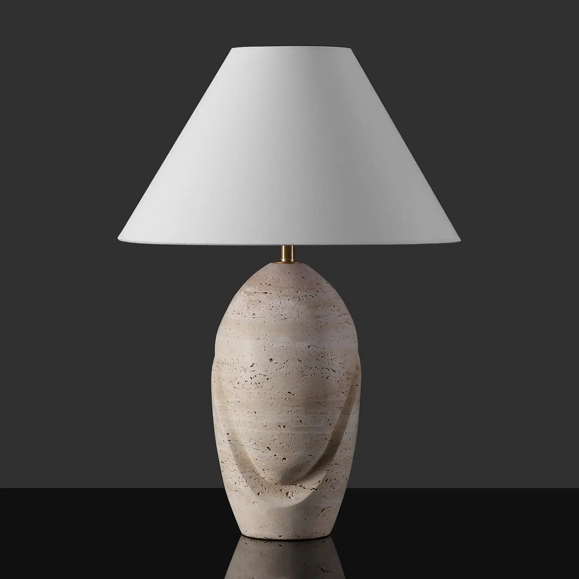 Janette Travertine Table Lamp in Travertine / White, detail view