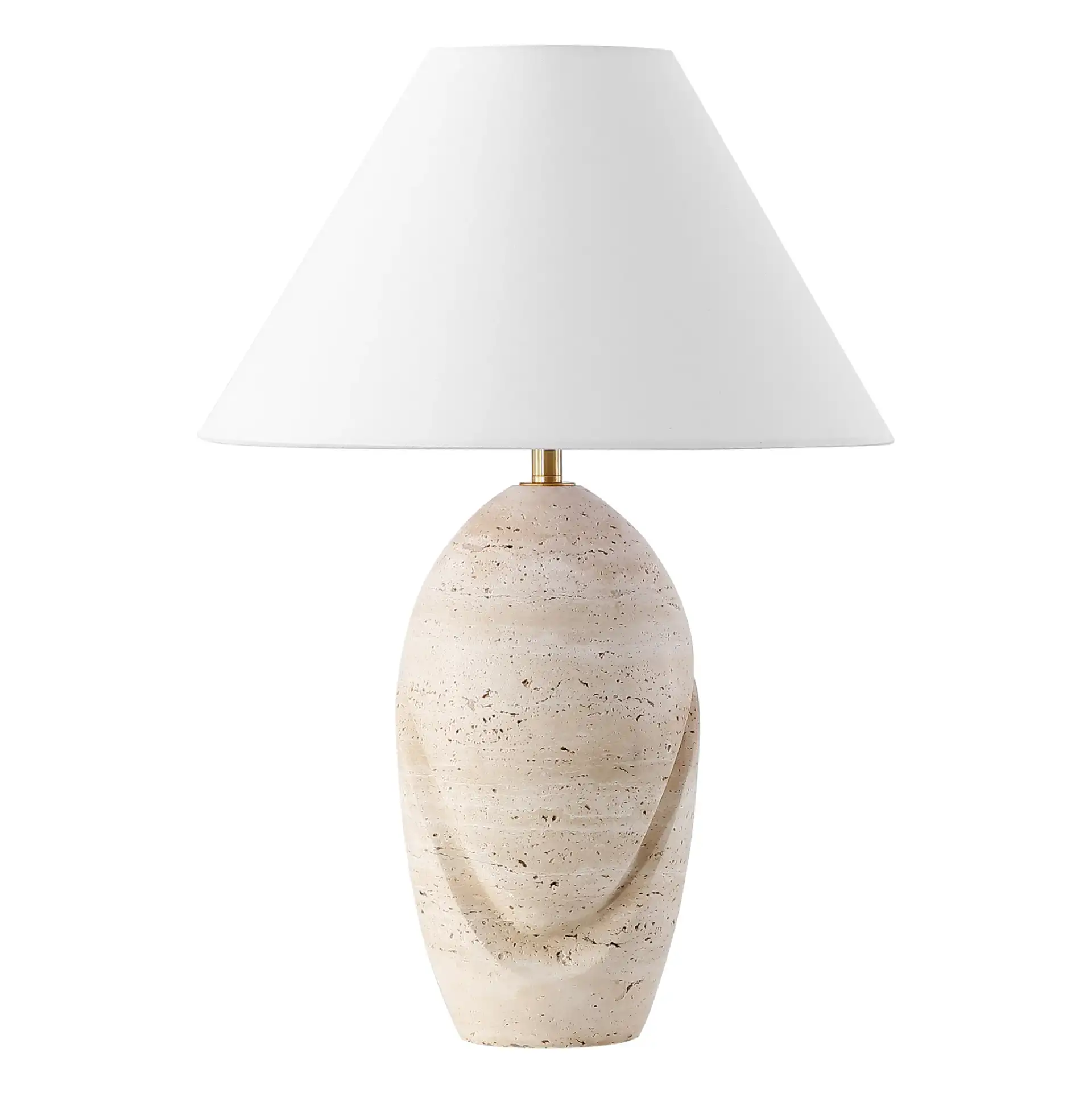 Janette Travertine Table Lamp in Travertine / White, detail view