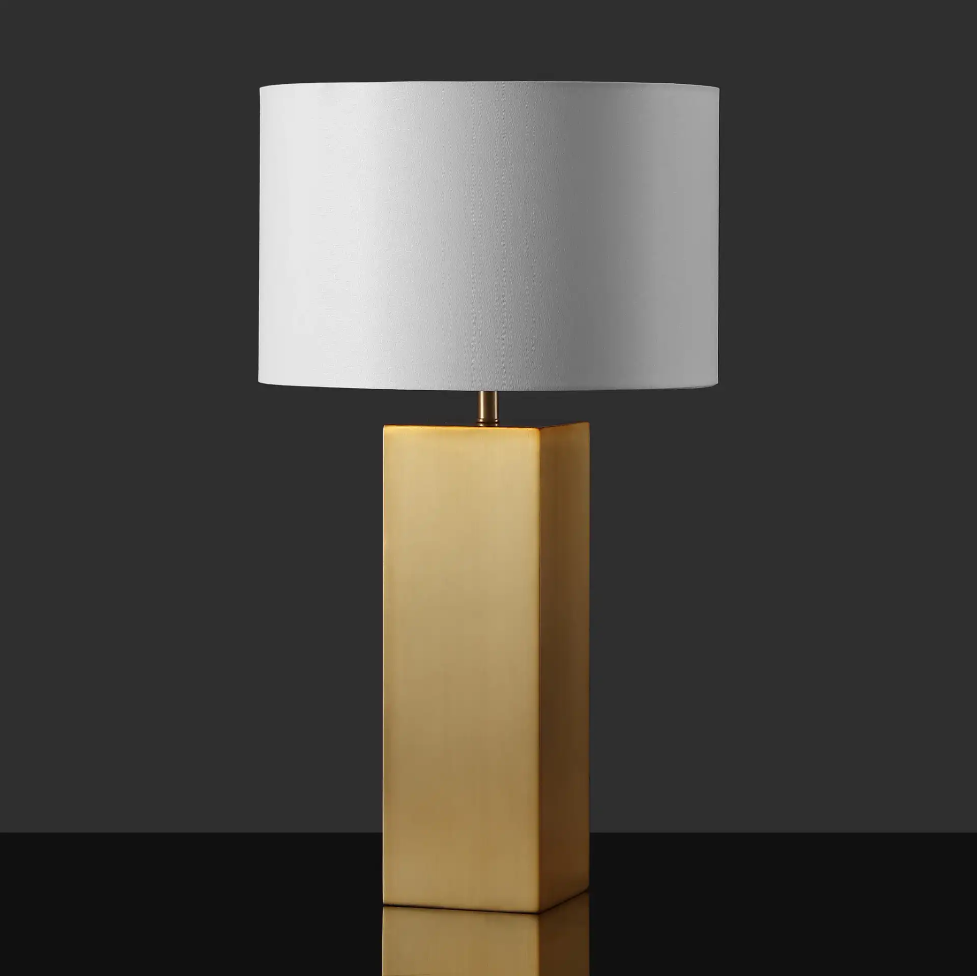 Hank Metal Square Table Lamp in Gold / White, detail view