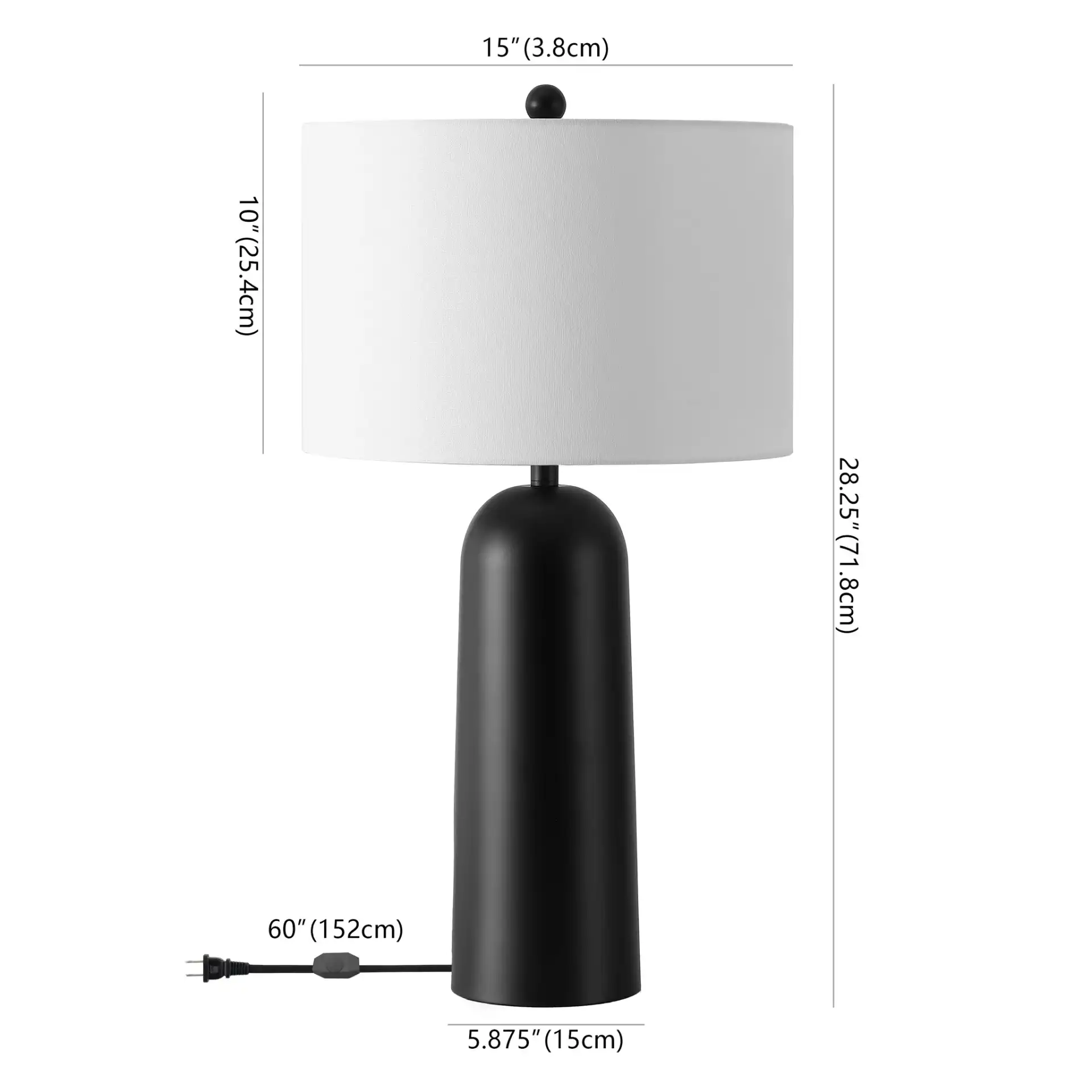 Chadric Metal Table Lamp in Black / White, detail view