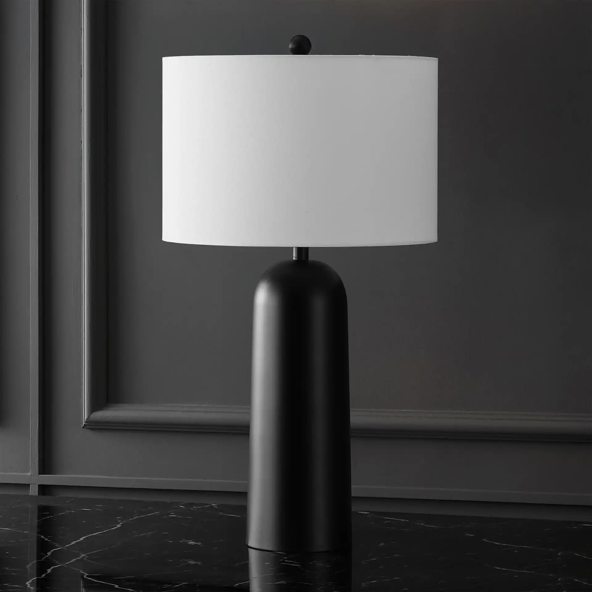 Chadric Metal Table Lamp in Black / White, detail view