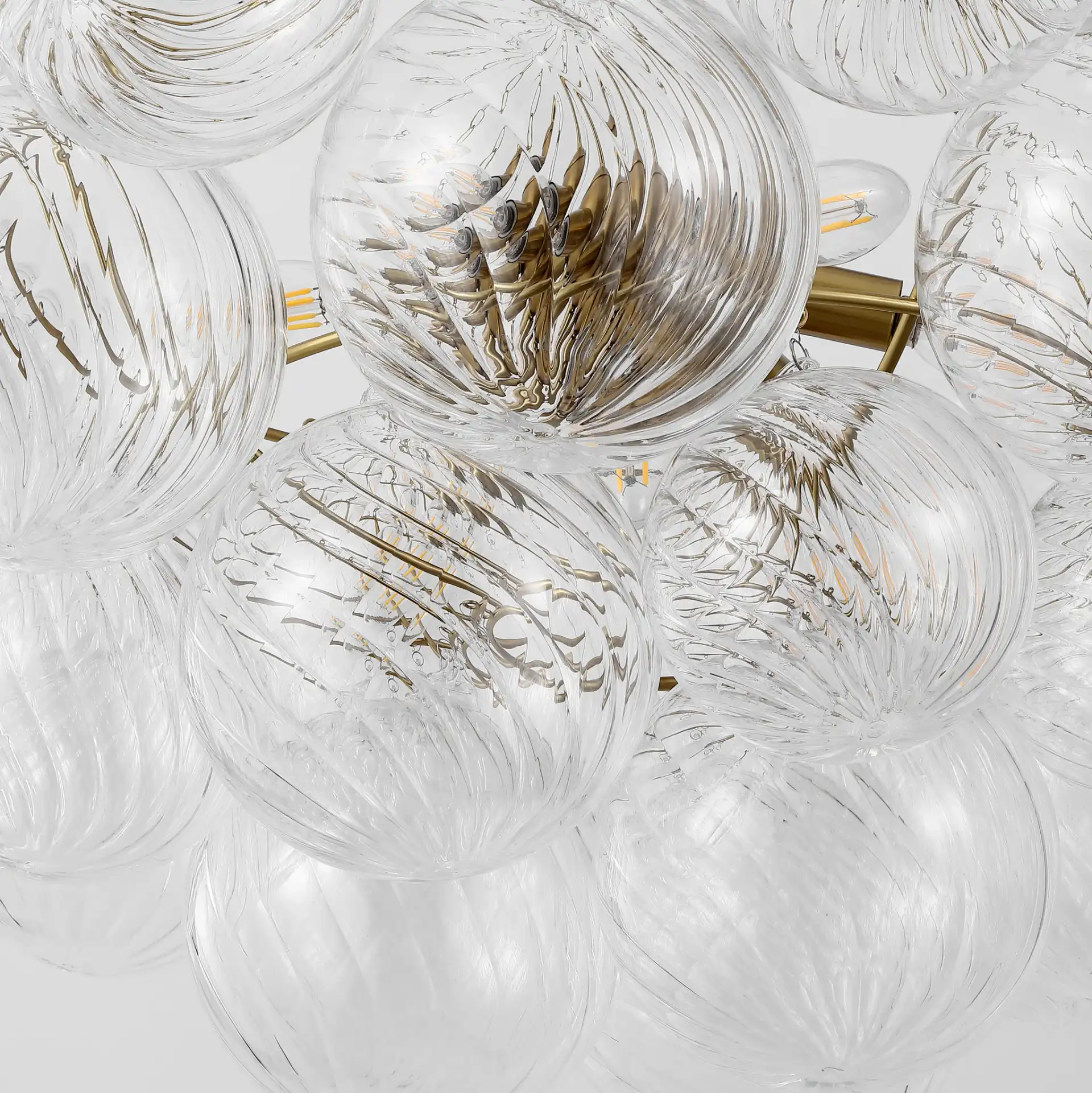 Betty Glass Bubbles Chandelier in Brass / Clear in a styled room