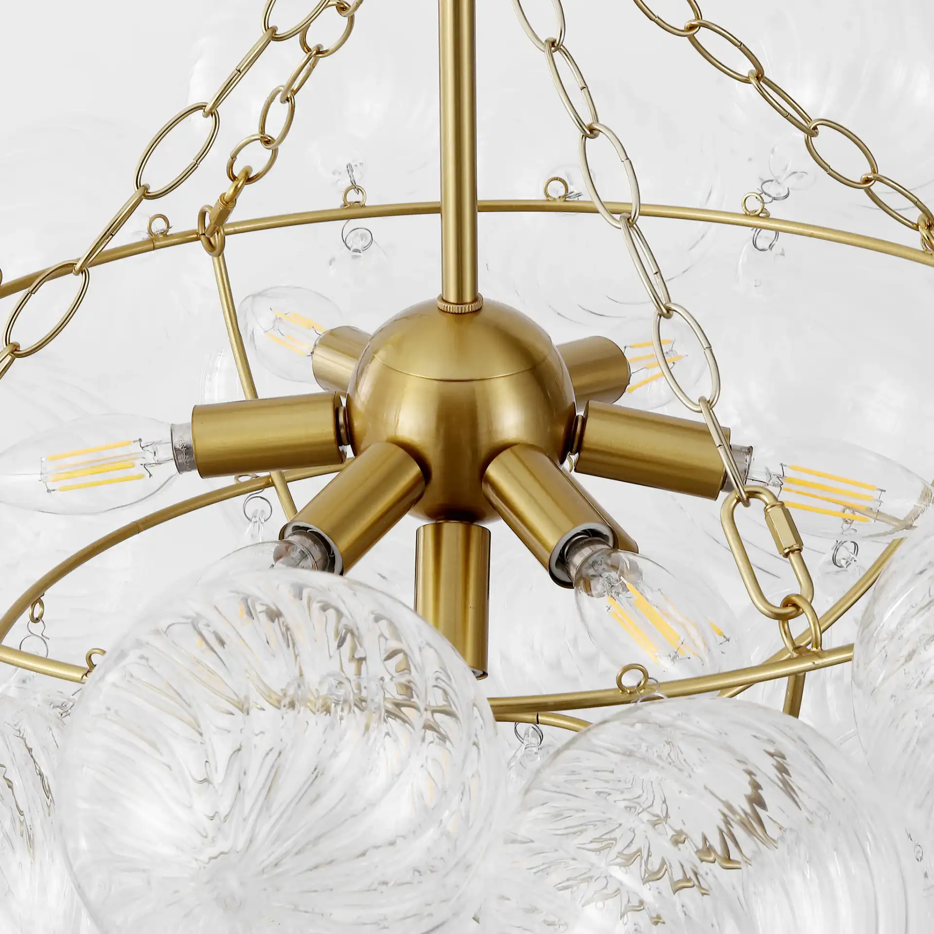 Betty Glass Bubbles Chandelier in Brass / Clear in a styled room