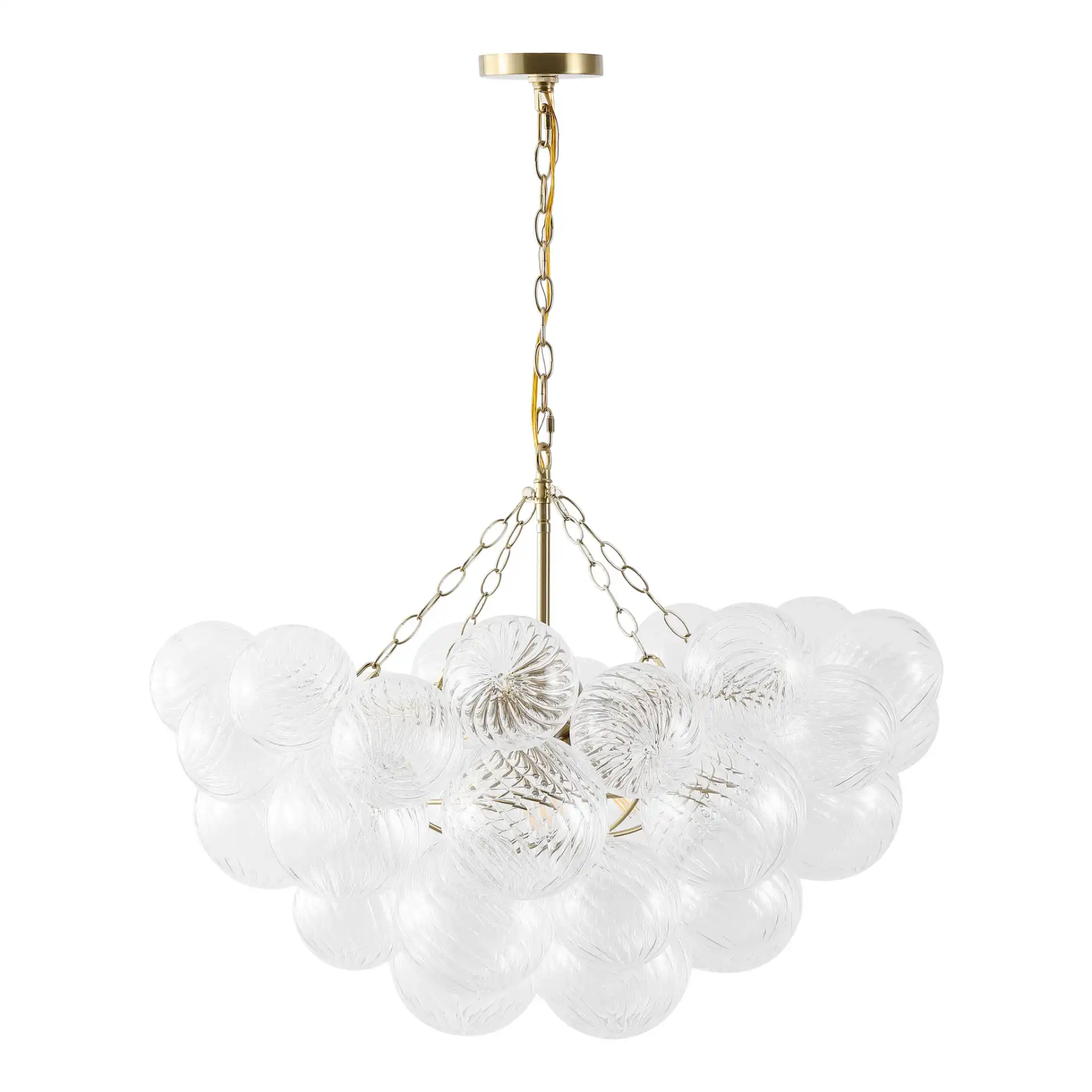 Betty Glass Bubbles Chandelier in Brass / Clear, detail view