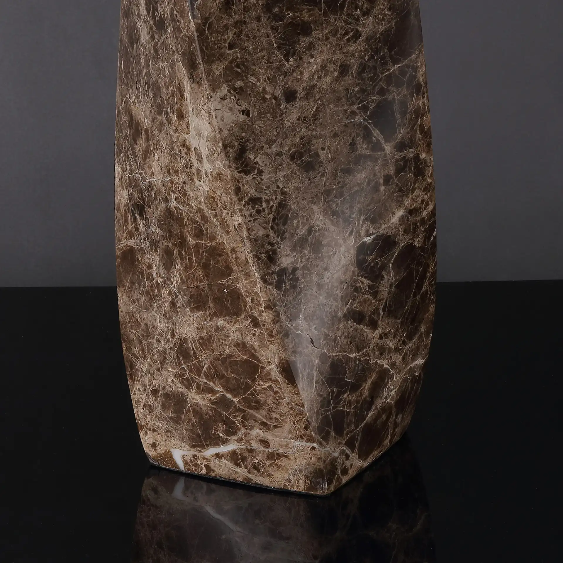 Mayalenn Large Marble Table Lamp in Dark Brown / White in a styled room