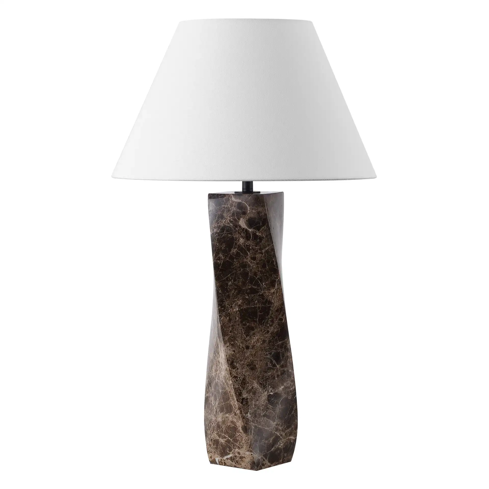 Mayalenn Large Marble Table Lamp in Dark Brown / White, detail view