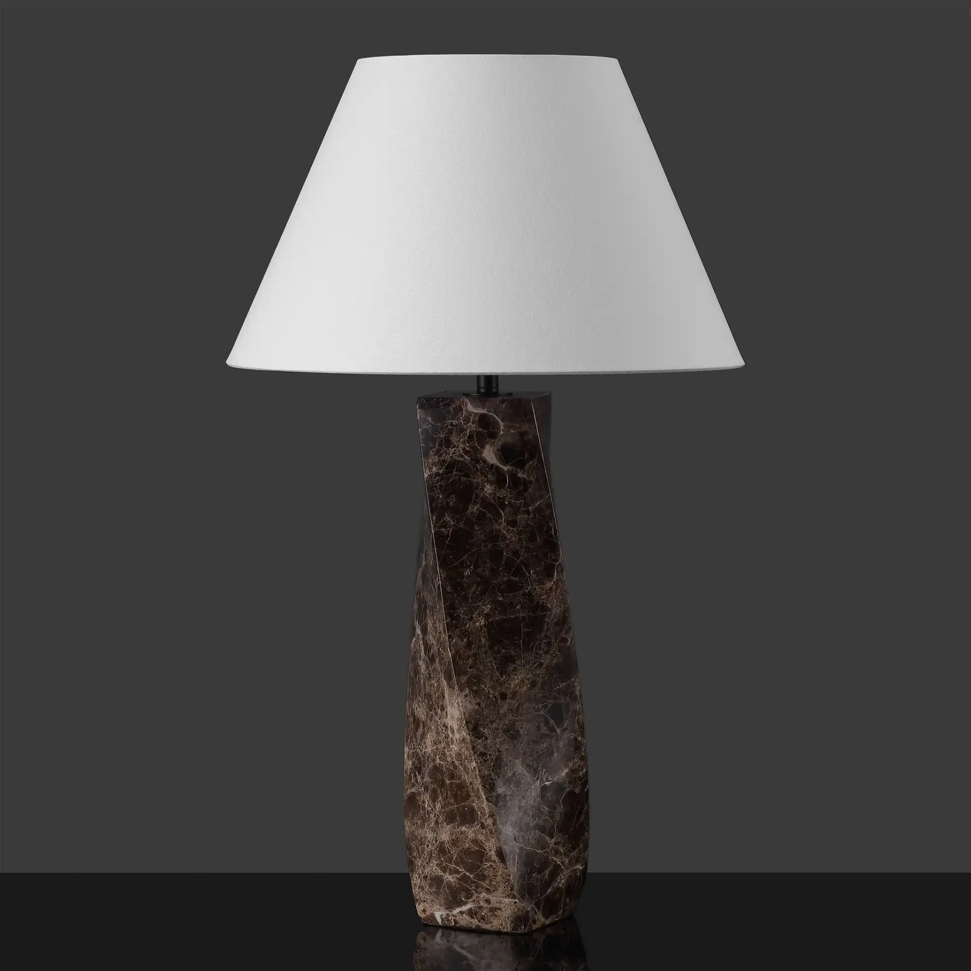 Mayalenn Large Marble Table Lamp in Dark Brown / White, detail view