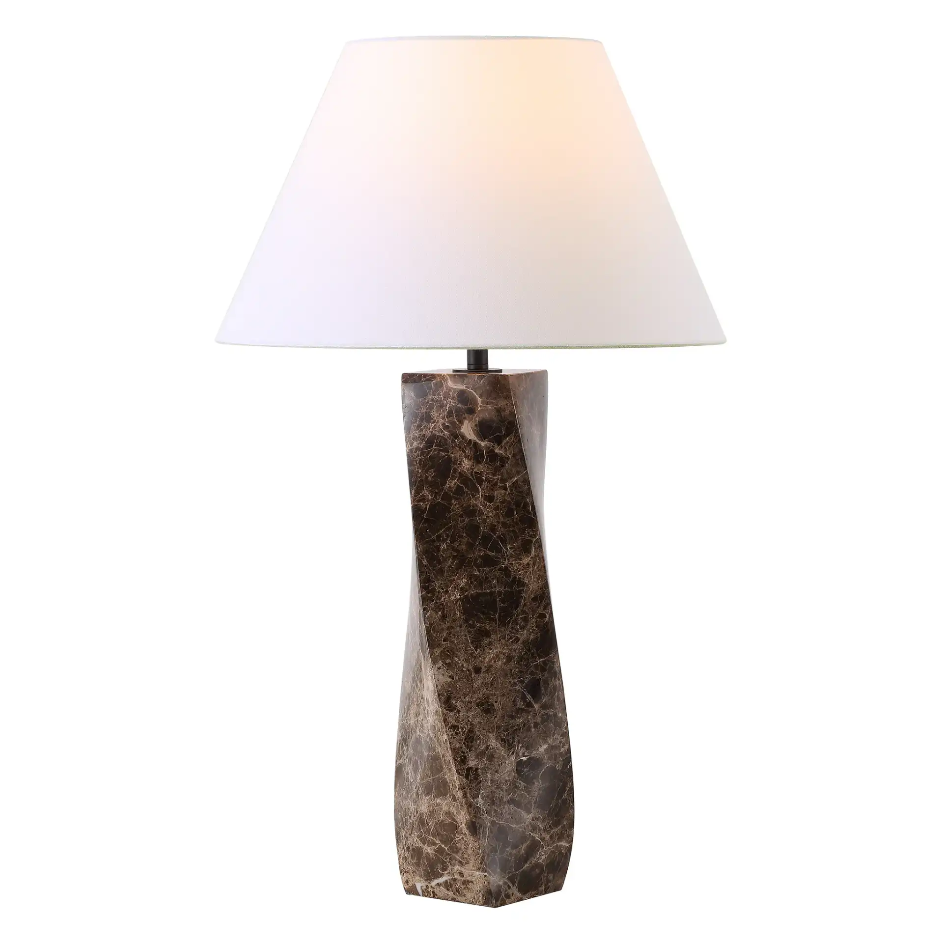 Mayalenn Large Marble Table Lamp in Dark Brown / White