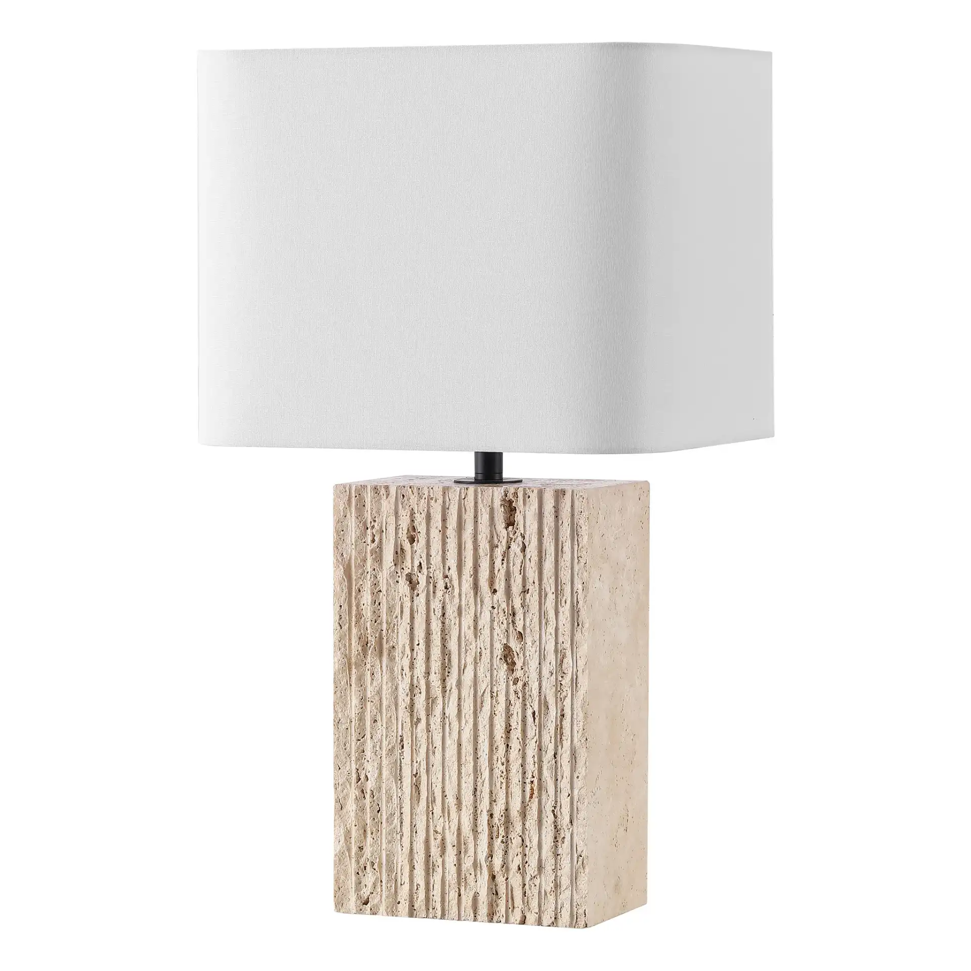 Henry Travertine Table Lamp in Travertine / White, detail view