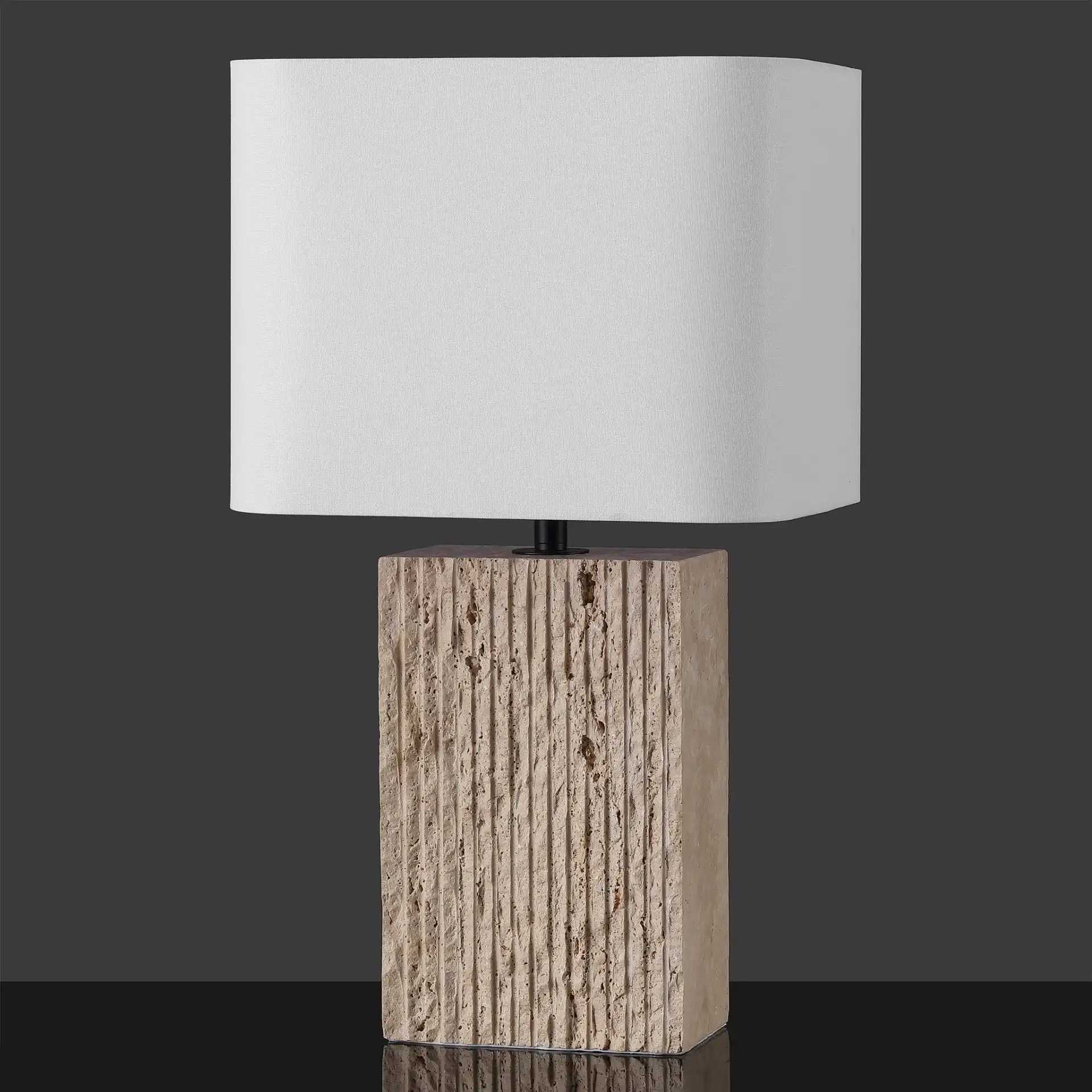 Henry Travertine Table Lamp in Travertine / White, detail view