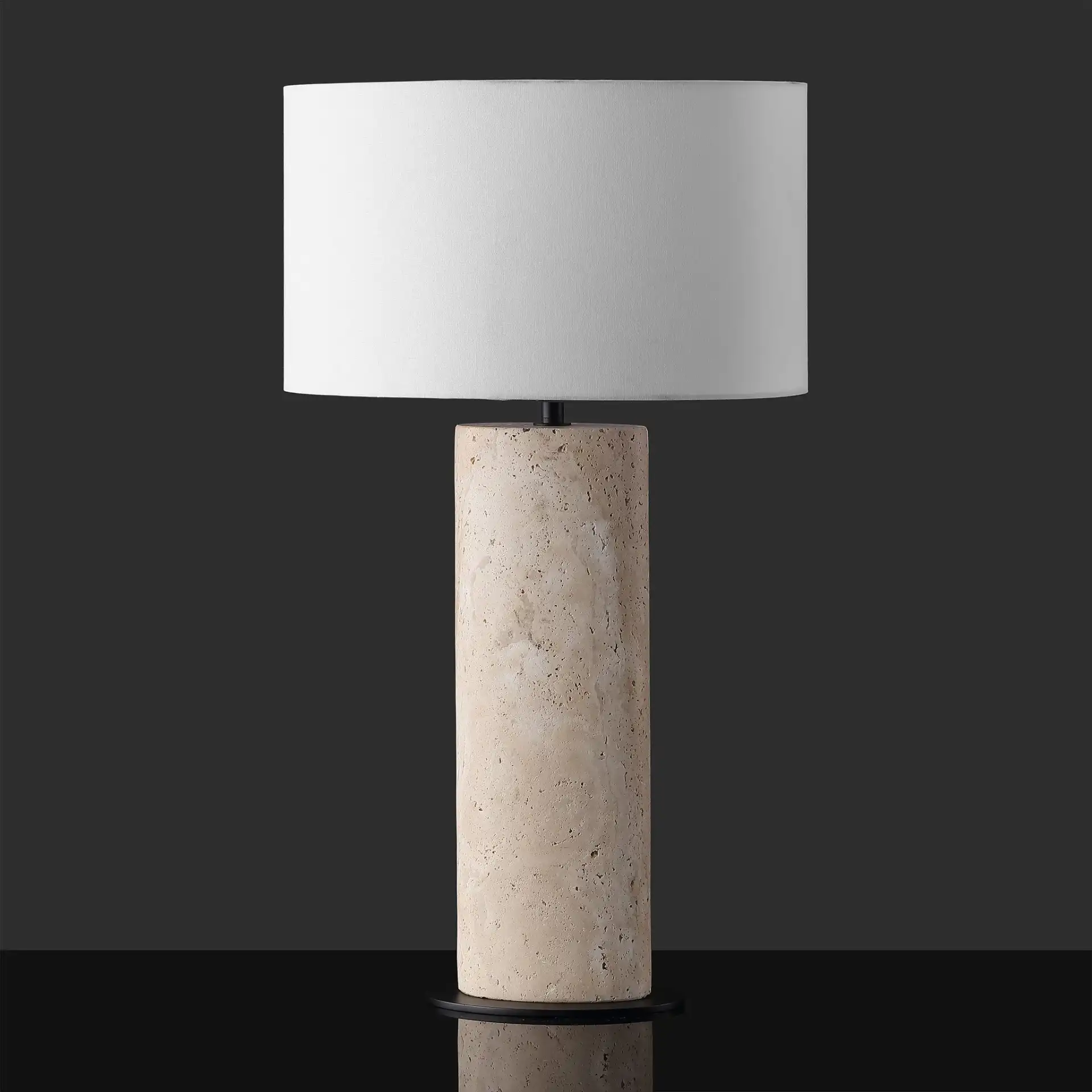 Jillianna Travertine Table Lamp in Travertine / White, detail view