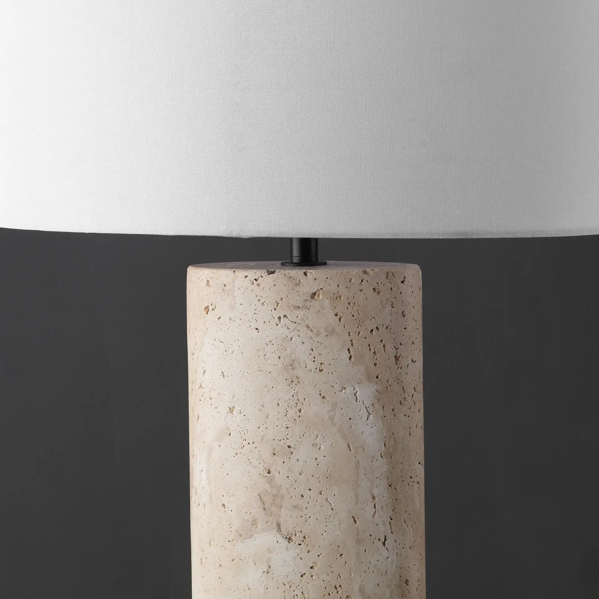 Jillianna Travertine Table Lamp in Travertine / White, detail view
