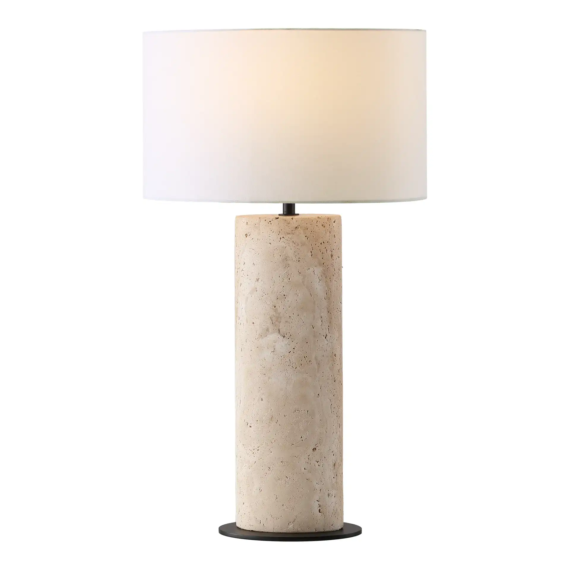Jillianna Travertine Table Lamp in Travertine / White