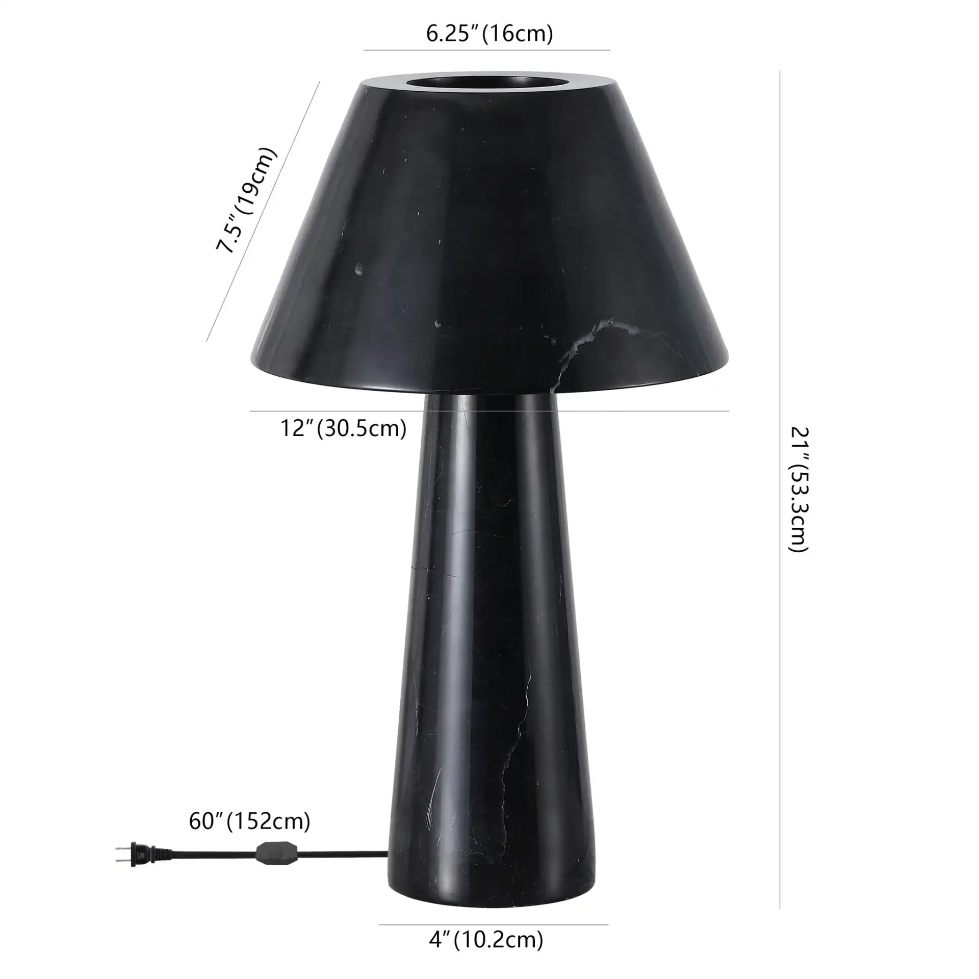 Henrik Marble Table Lamp in Black, detail view